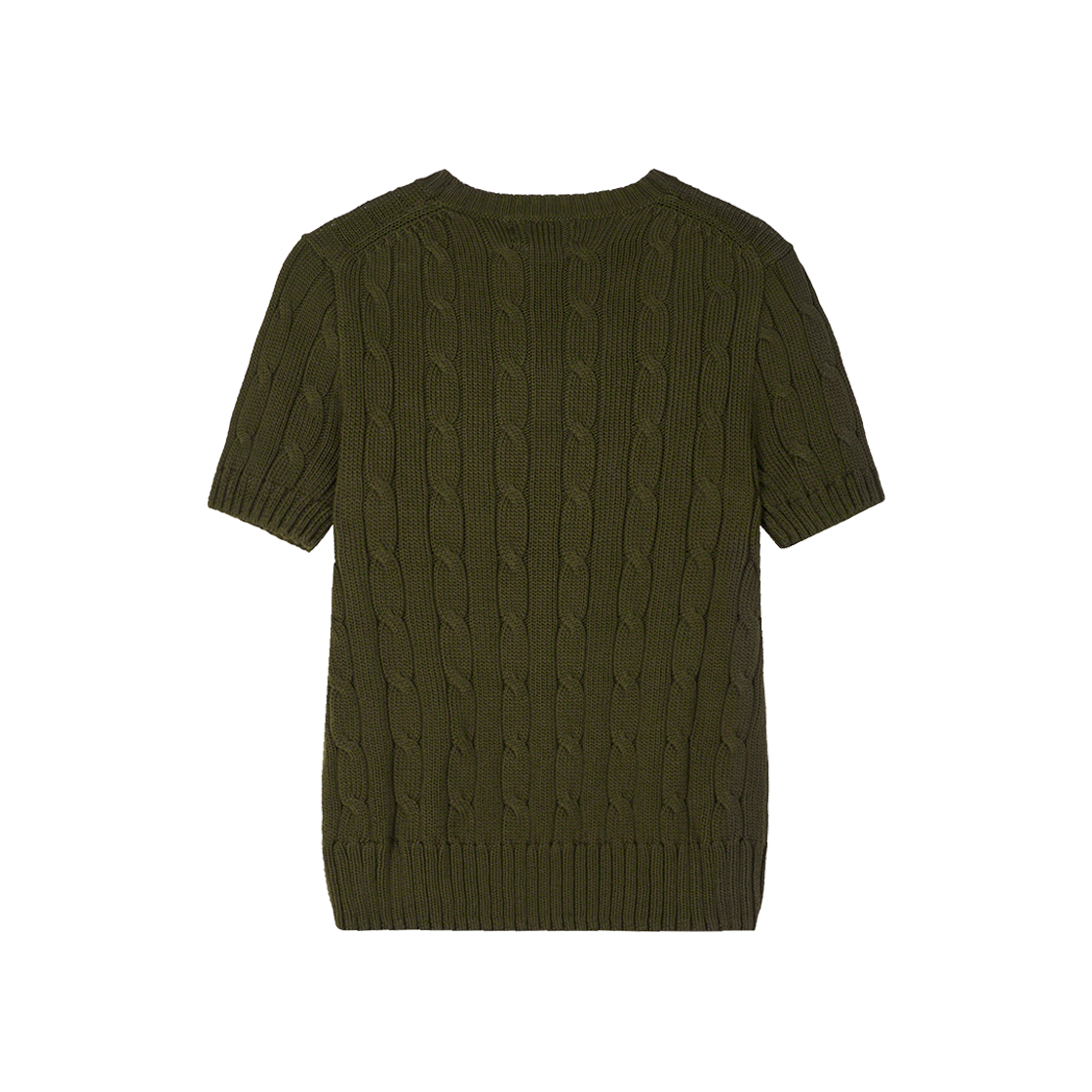 KW5CTSSRLE1GN [30% 적립] Polo Ralph Lauren Women Cable Knit Cotton Short Sleeve Sweater Green - 25FW - #2
