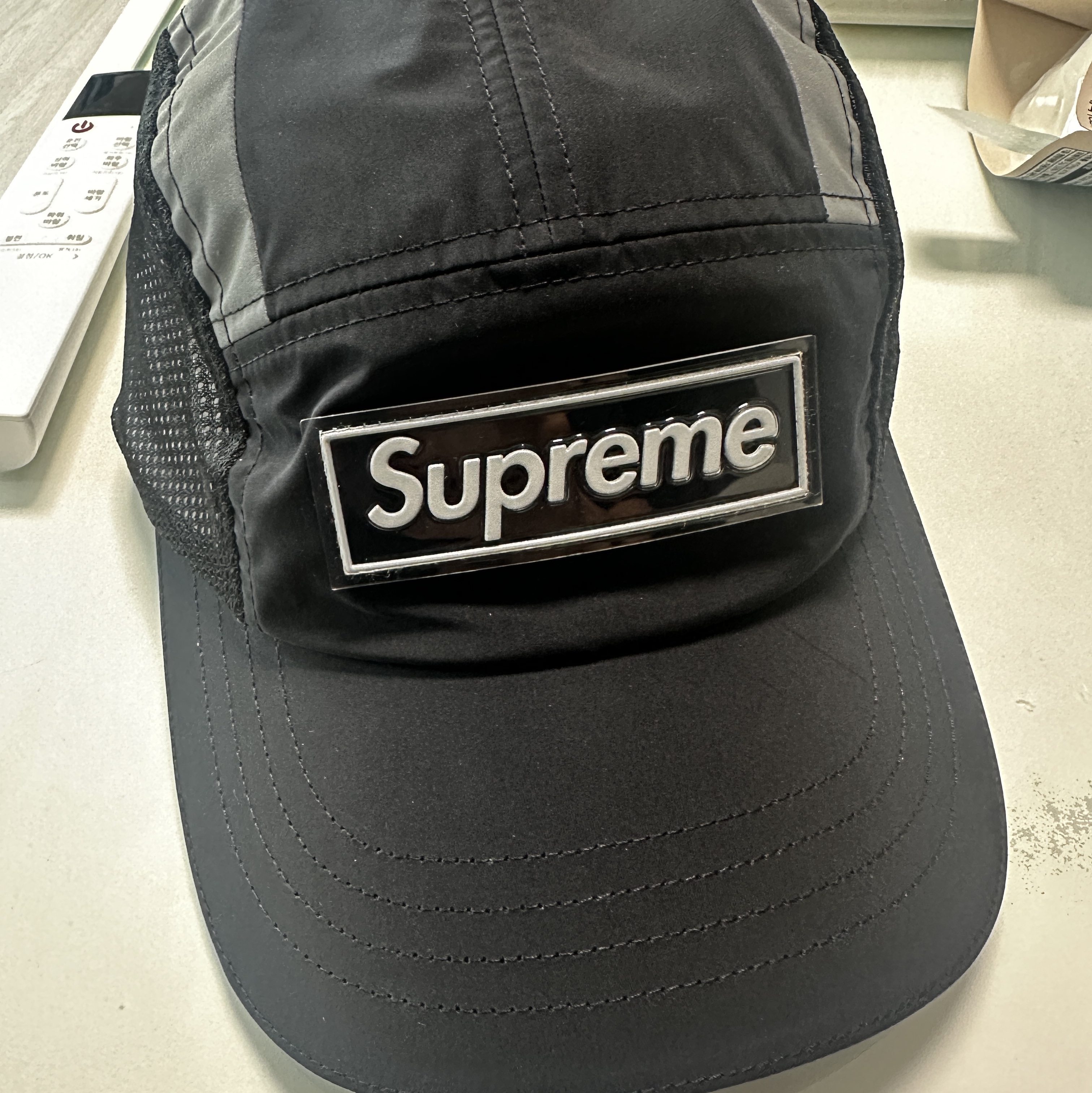 Supreme Side Mesh Camp Cap Black - 25SS 착용 스타일