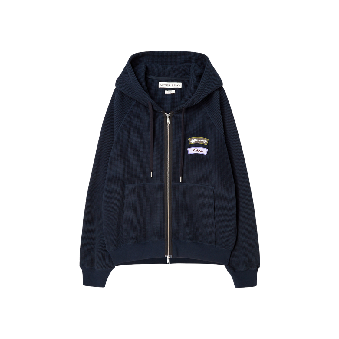 애프터 프레이 와플 스웻 집업 후드 네이비(After Pray Waffle Sweat Zip-Up Hoodie Navy)