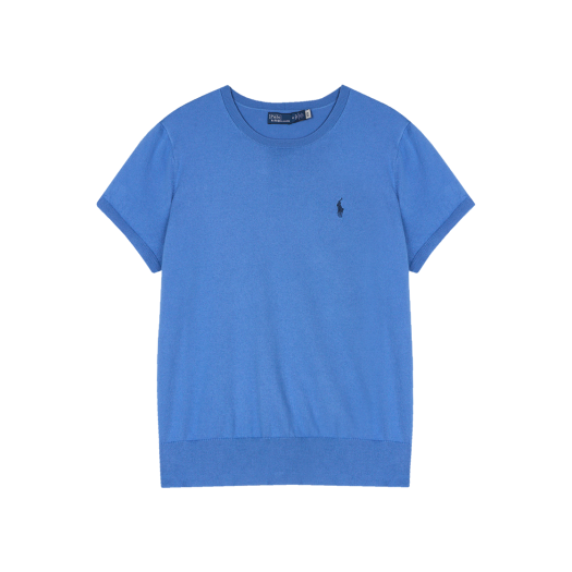KW5BKNPRL16LB [20% 적립] Polo Ralph Lauren Women Cotton Blend Short Sleeve Sweater Blue - 25SS