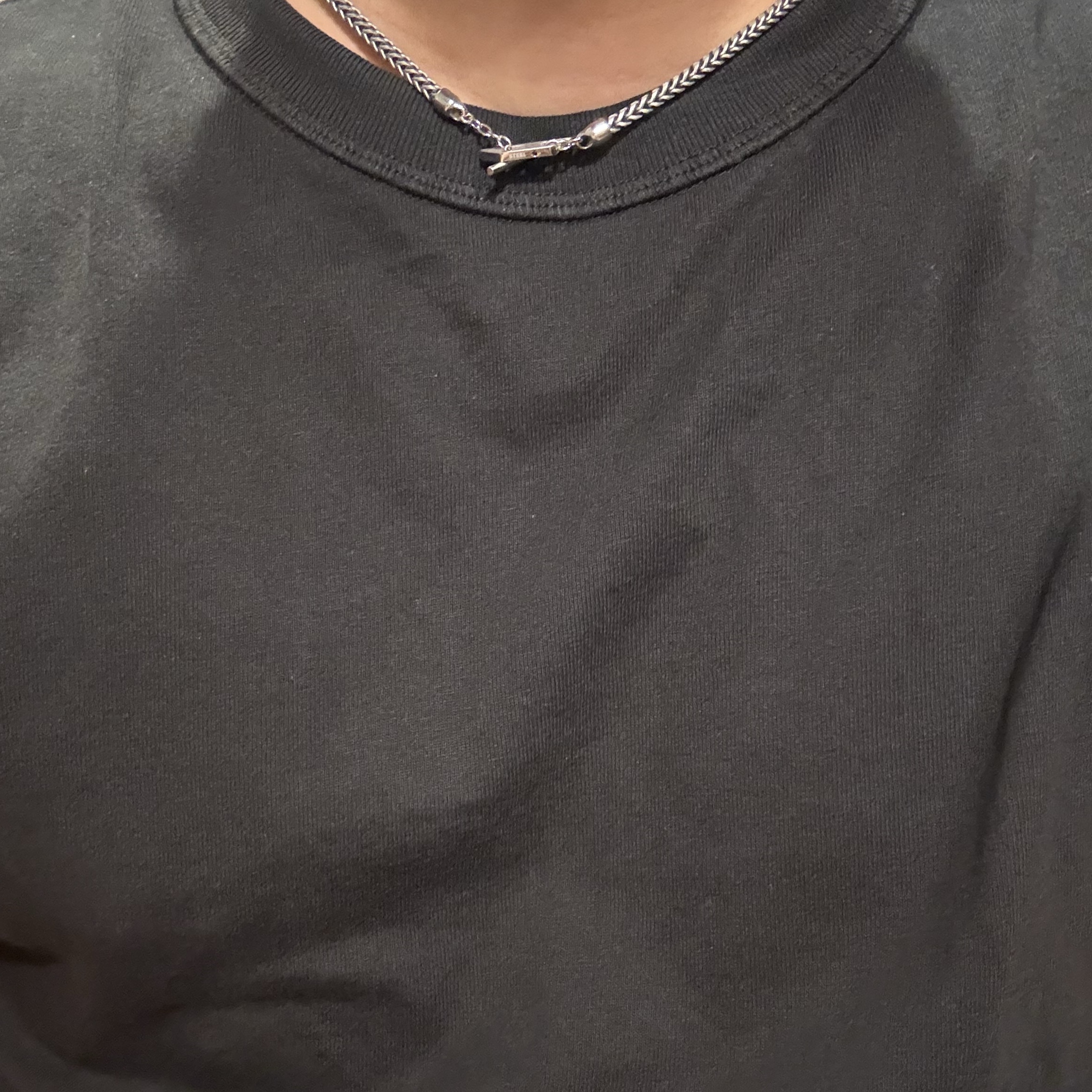 Diesel Dx1552040 Stainless Steel Chain Necklace Silver Black 착용 스타일