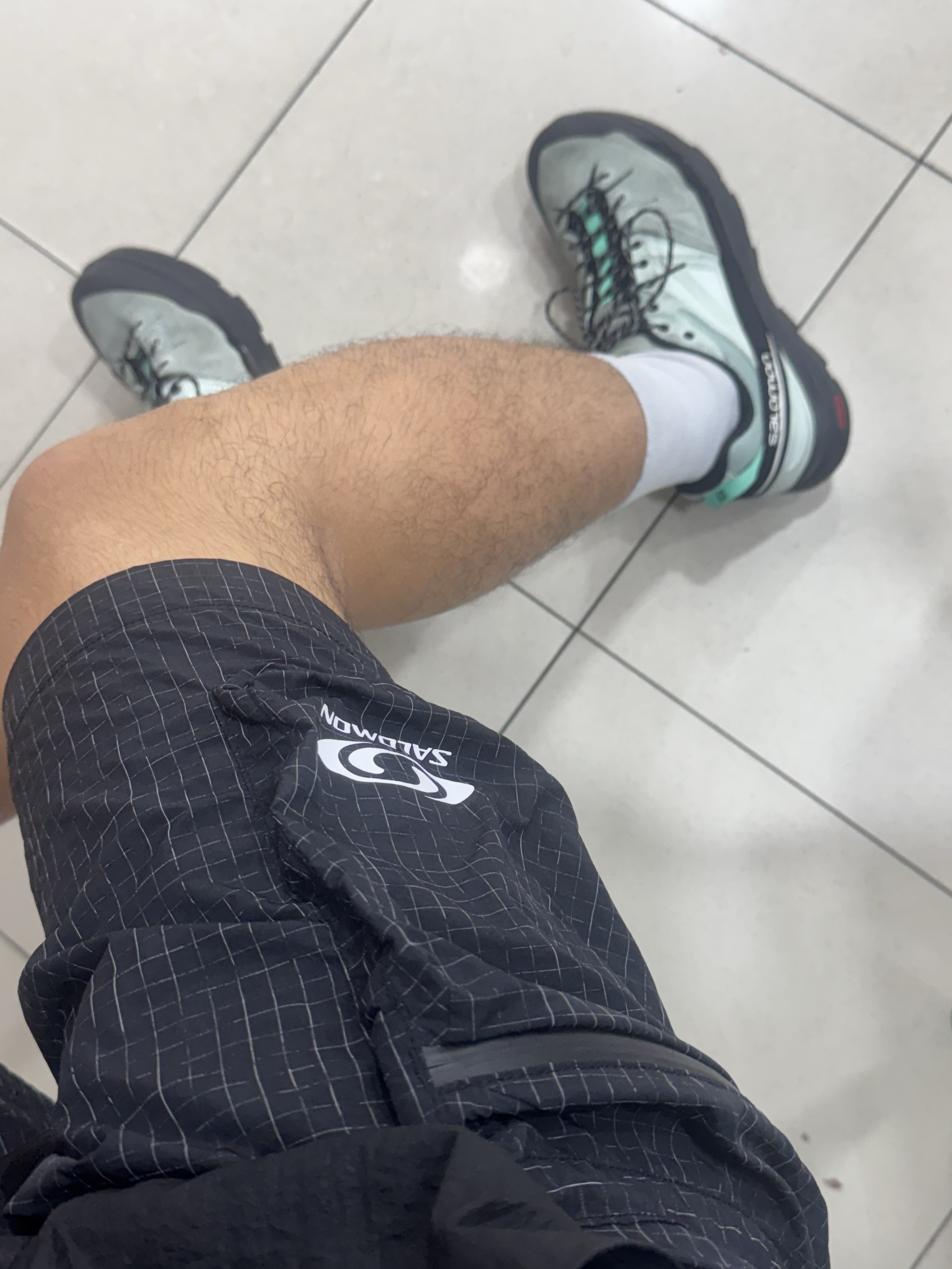 Salomon X-Alp Leather Black Green Milieu 착용 스타일
