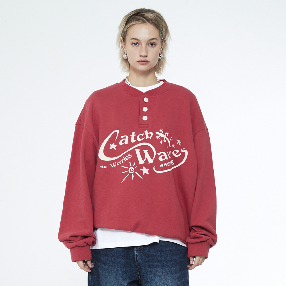 쎄르페 캐치 웨이브 헨리넥 스웨트셔츠 핑크(SSERPE Catch Waves Henly Neck Sweatshirts Pink) - 6