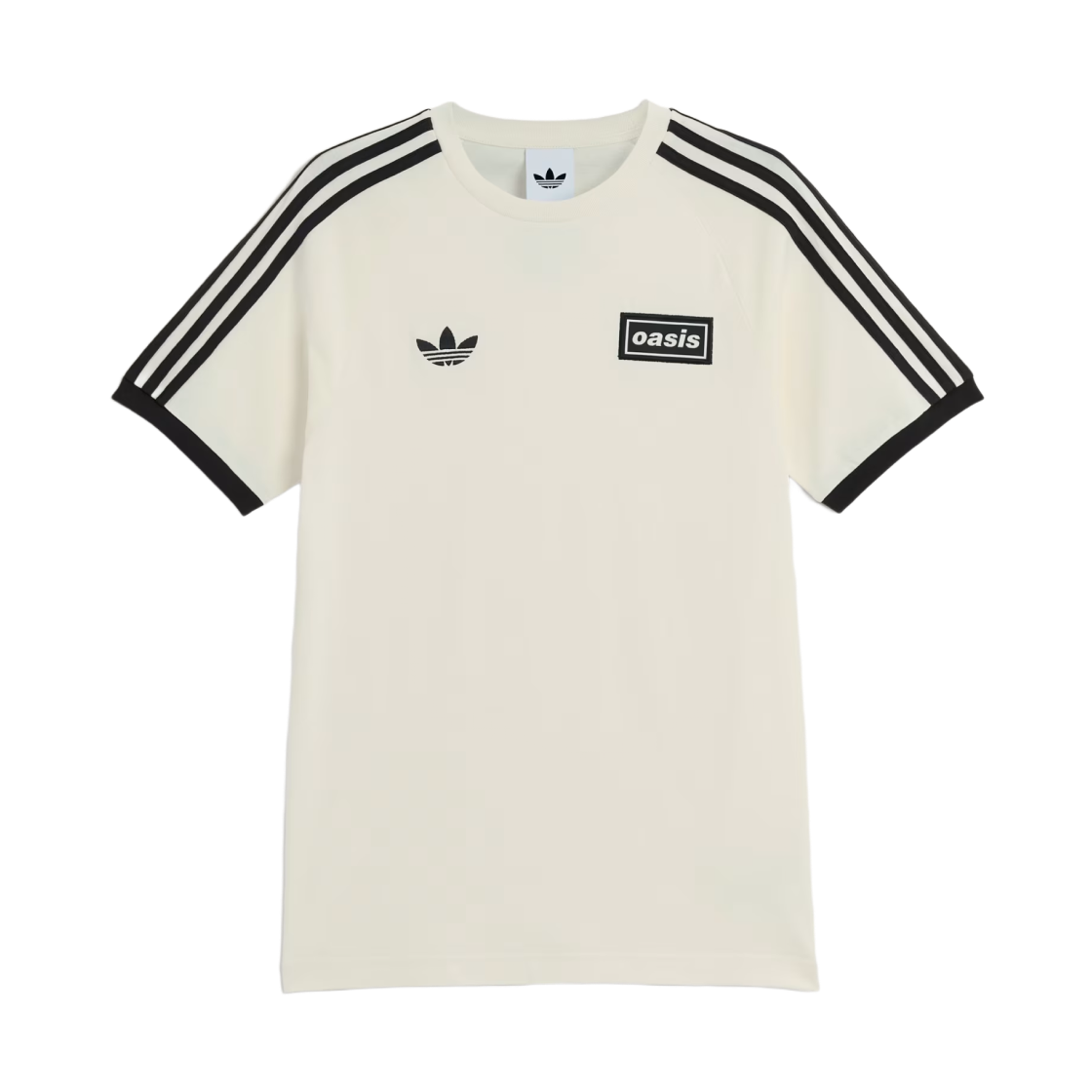 아디다스 x 오아시스 투어 3-스트라이프 티셔츠 크림 화이트 - US 사이즈(Adidas x Oasis Tour 3-Stripes T-Shirt Cream White - US Sizing)
