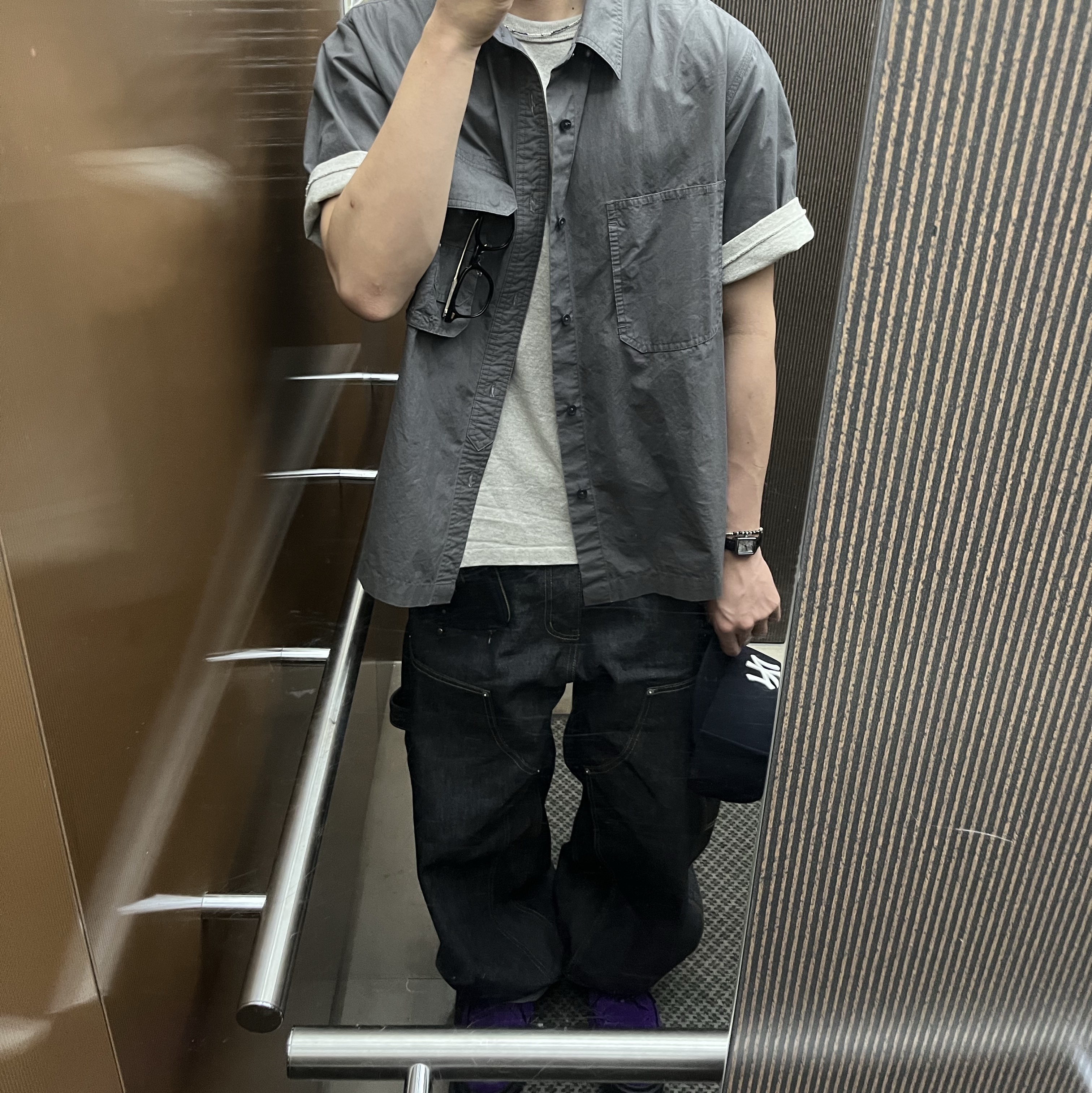 Porter Drawing Coin Key Case Black, GRAILZ x KOIN SEOUL Carpenter Raw Denim Pants Indigo 착용 스타일 - 2