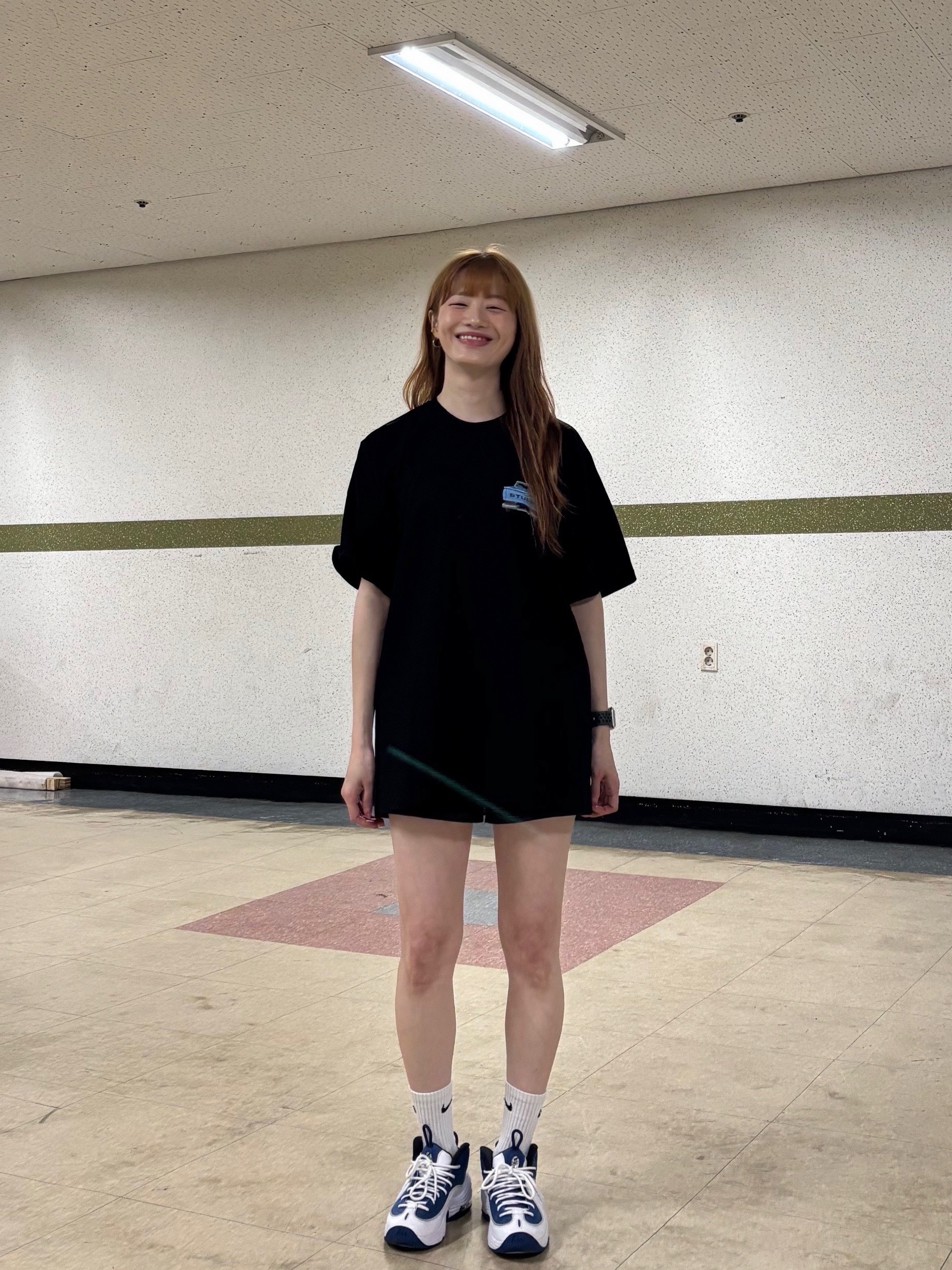 Stussy Pickup T-Shirt Black, Nike Air Penny II Atlantic Blue 착용 스타일 - 1