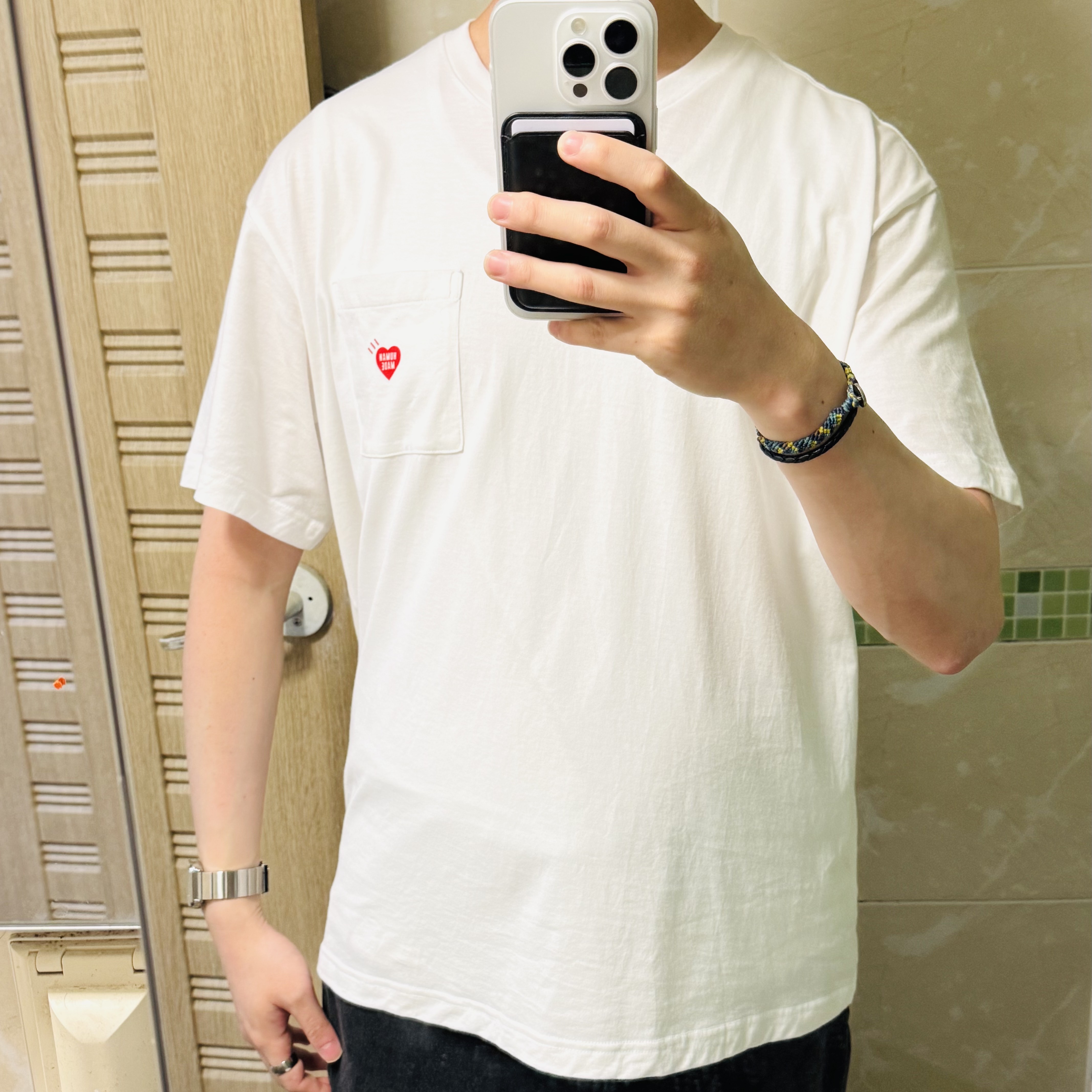 Human Made Pocket T-Shirt White Set (3 Pack) 착용 스타일