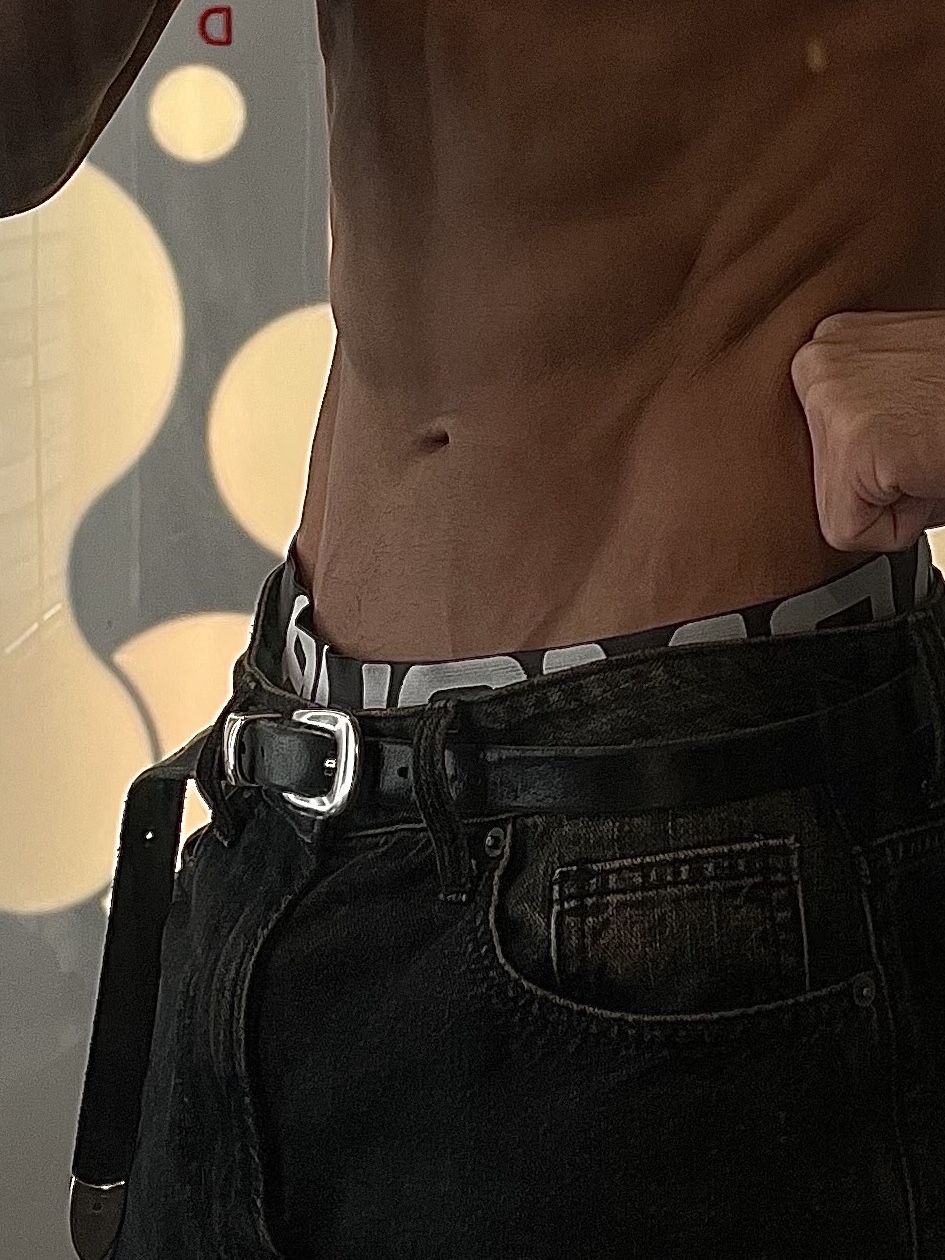Our Legacy Belt 2cm Leather Black 착용 스타일