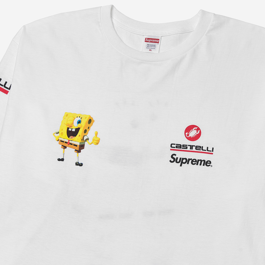 Tシャツ・カットソー Supreme x SpongeBob SquarePants Castelli Racing L/S White Supreme SpongeBob SquarePants Castelli Racing L S Tee (SS25