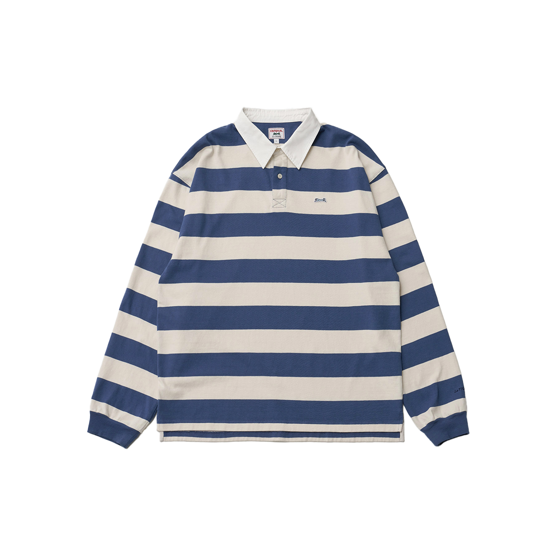 르티그레 럭비 스트라이프 롱 슬리브 티셔츠 에크-블루(Le TIGRE Rugby Stripe longsleeve T-shirt Ecru-Blue)