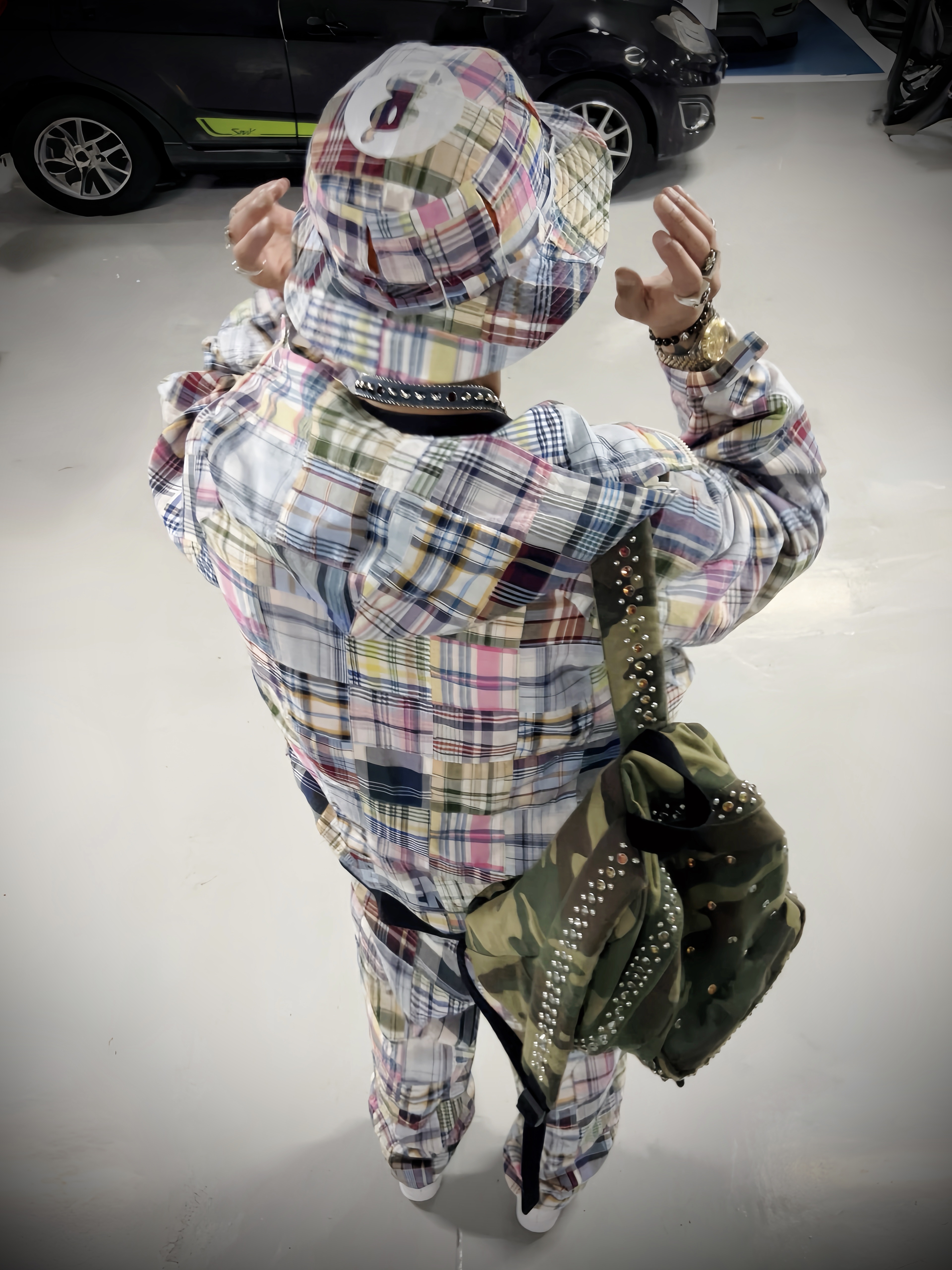 Supreme x GOODENOUGH Patchwork Madras Crusher Multicolor - 25SS, Supreme x GOODENOUGH Patchwork Madras Hooded Jacket Multicolor - 25SS 착용 스타일