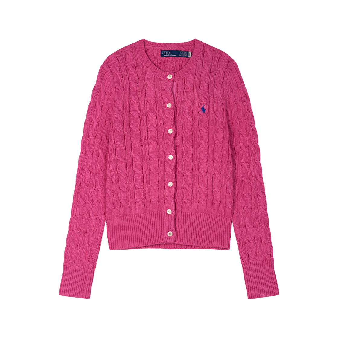 폴로 랄프 로렌 우먼 케이블 니트 코튼 크루넥 가디건 핑크 - 25SS([15%적립] Polo Ralph Lauren Women Cable Knit Cotton Crewneck Cardigan Pink - 25SS)