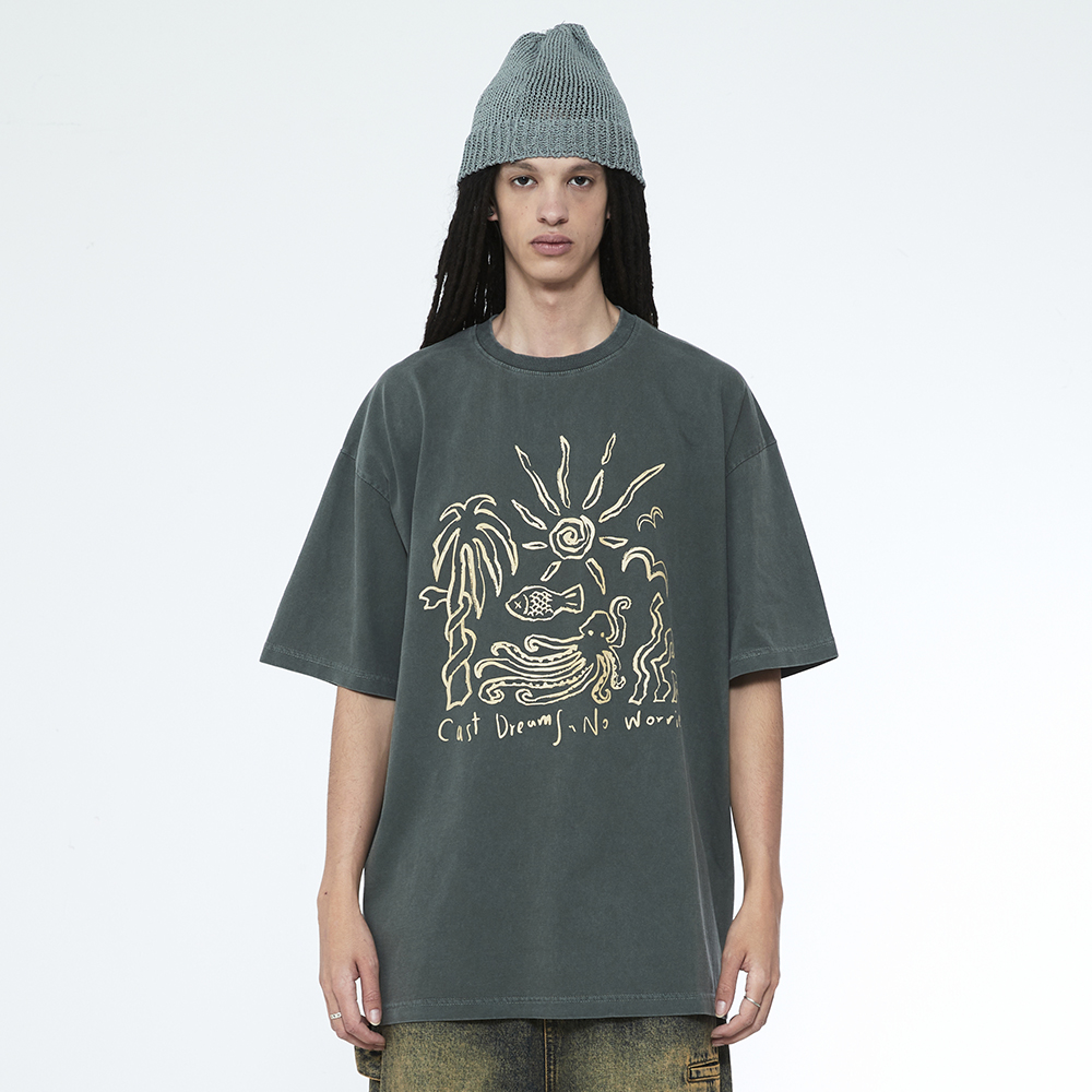 쎄르페 캐스트드림 노워리스 피그먼트 반팔티 카키(SSERPE Cast Dreams No Worries Pigment Half Sleeve T Khaki) - 4