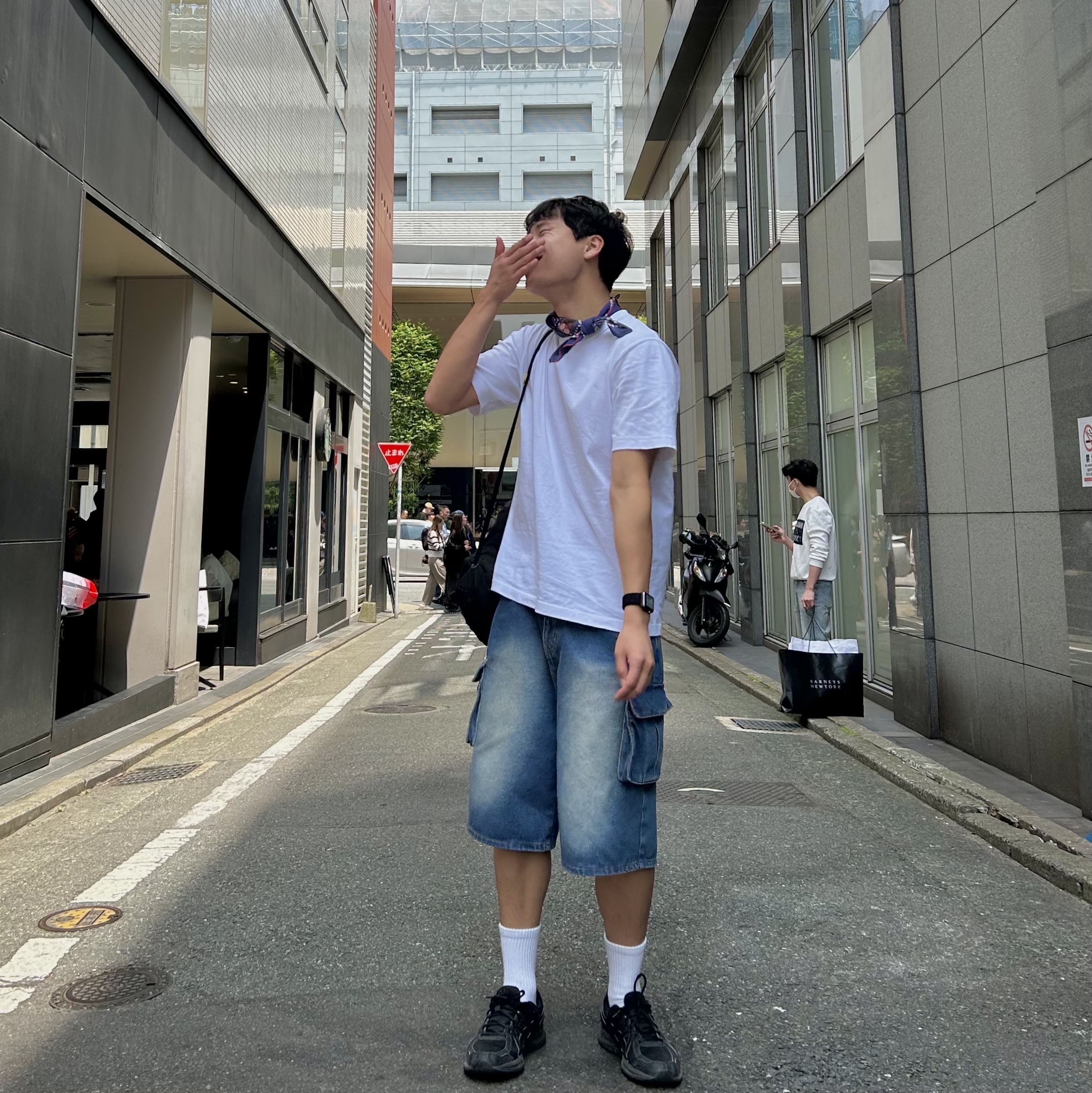 Kapital Fastcolor Selvedge Bandana Kachina Purple 착용 스타일 - 1