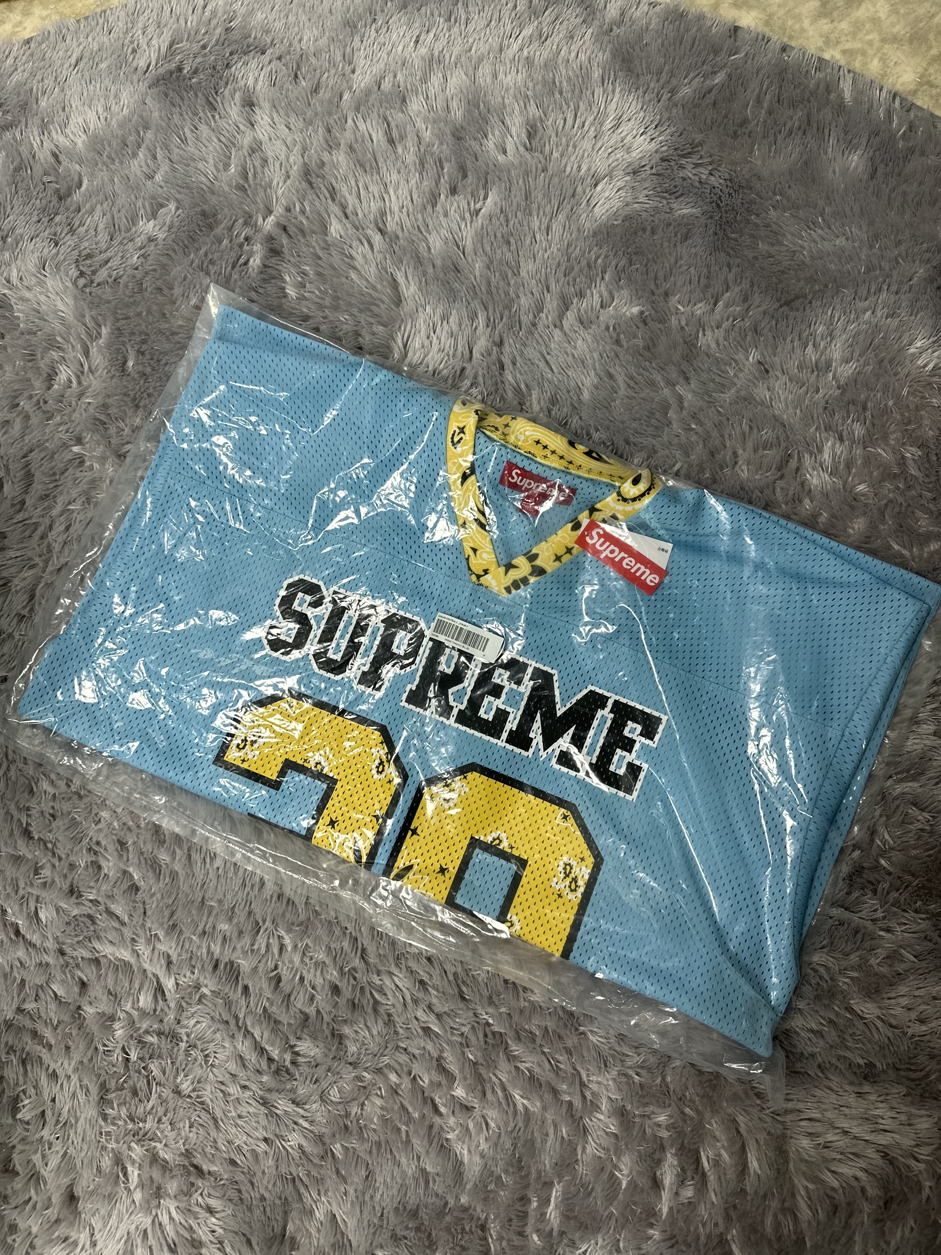 Supreme Bandana Football Jersey Blue - 25SS 착용 스타일 - 1