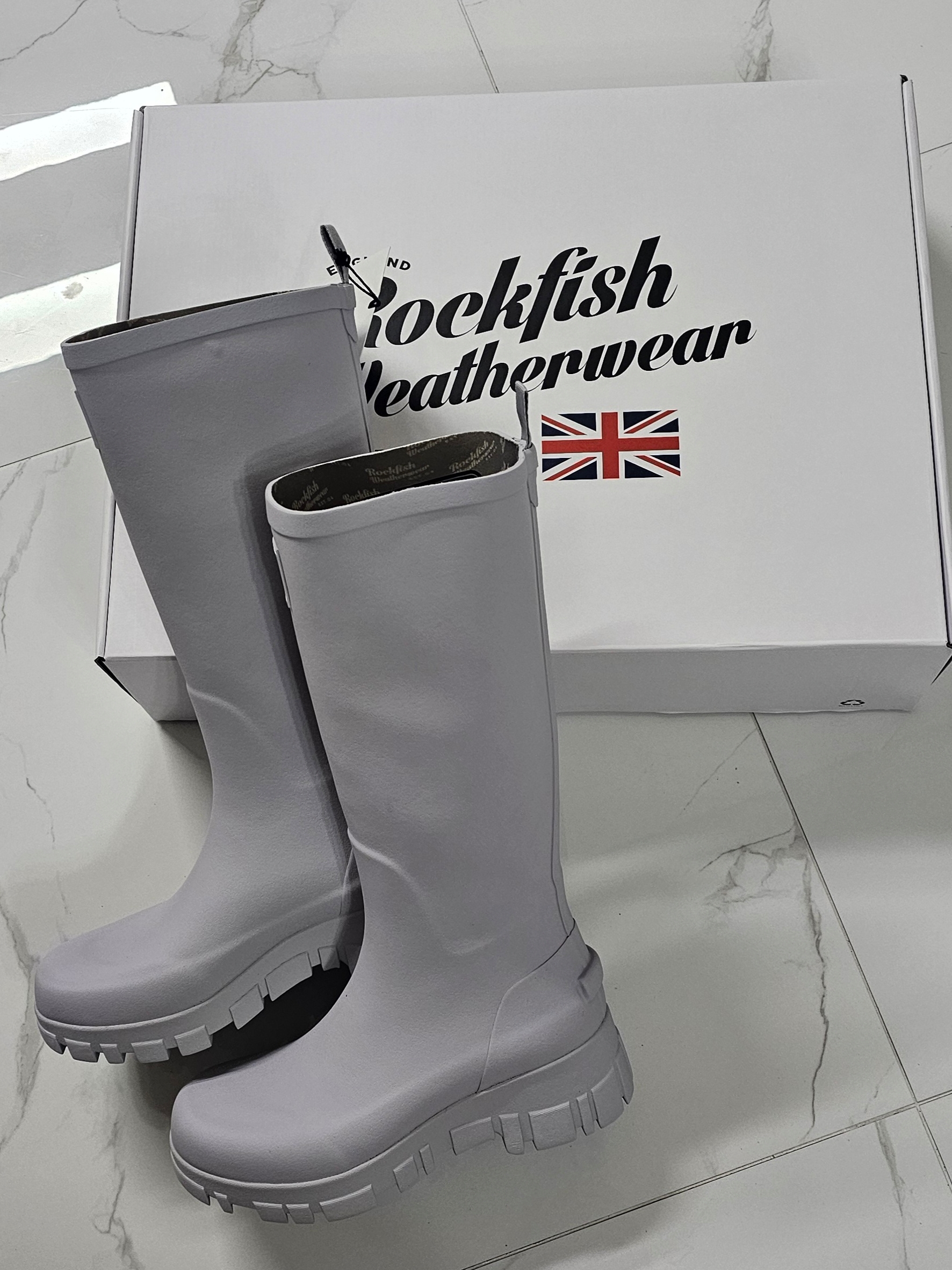 (W) Rockfishweatherwear Flatform Long Rain Boots Ash Lavender 착용 스타일 - 1