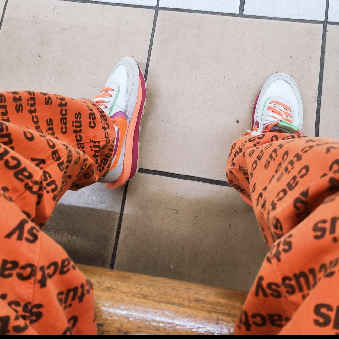 Nike x Sacai x Clot LDWaffle Orange Blaze 착용 스타일