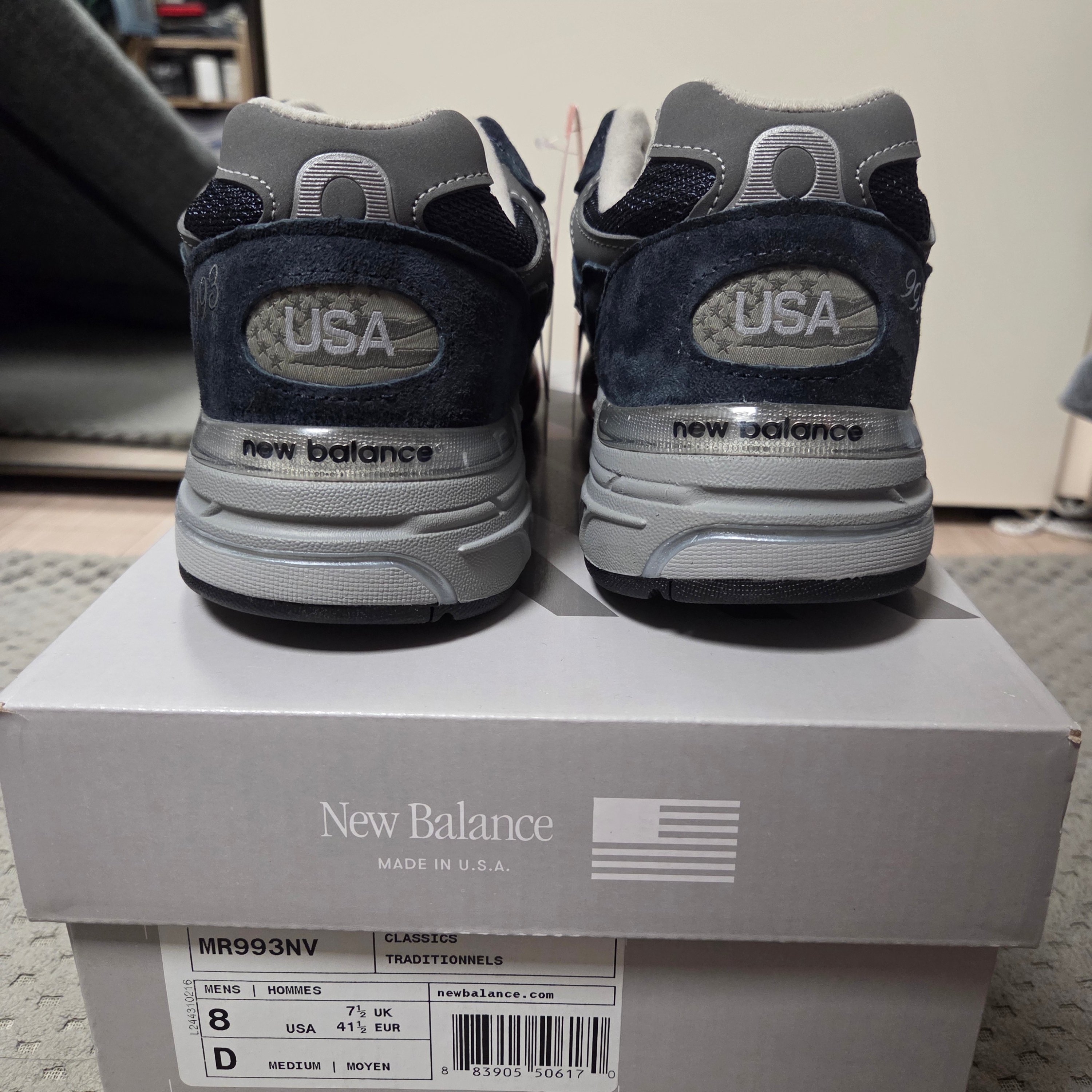 New Balance 993 Made in USA Navy - D Standard 착용 스타일 - 3