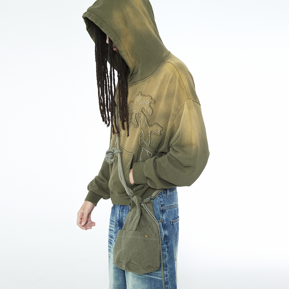 쎄르페 왁스 코튼 히피백 카키(SSERPE Waxed Cotton Hippie Bag Khaki) - 4
