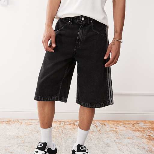 Adidas Adicolor Denim Firebird Shorts True Black Denim - KR Sizing 착용 스타일