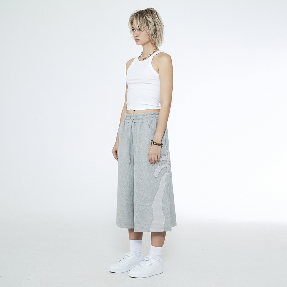 쎄르페 팜트리 아플리케 버뮤다 스웻팬츠 멜란지 그레이(SSERPE Palm Tree Applique Bermuda Sweat Pants Melange Grey) - 6