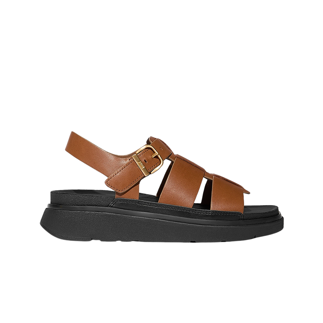 (W) 핏플랍 젠-FF 레더 피셔맨 샌들 딥 탄((W) FITFLOP Gen-FF Leather Fisherman Sandals Deep Tan)