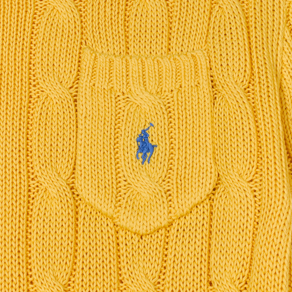 KW5CTSSRLE2YL [30% 적립] Polo Ralph Lauren Women Cable Knit Cotton Short Sleeve Sweater Yellow - 25FW - #4
