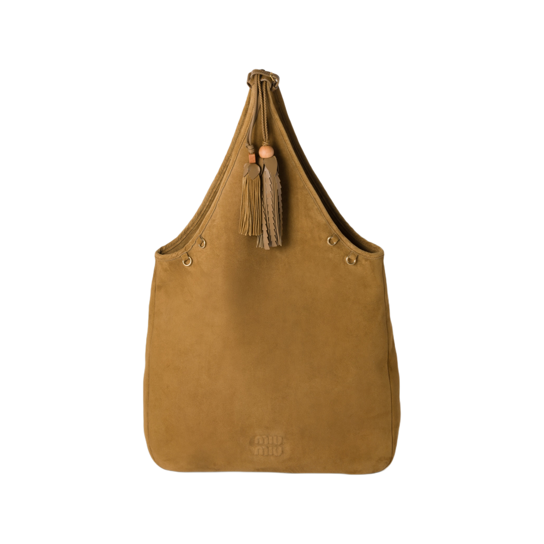 5BC184-2CSS-F0393 Miu Miu Suede Handbag Ornament Olive Green