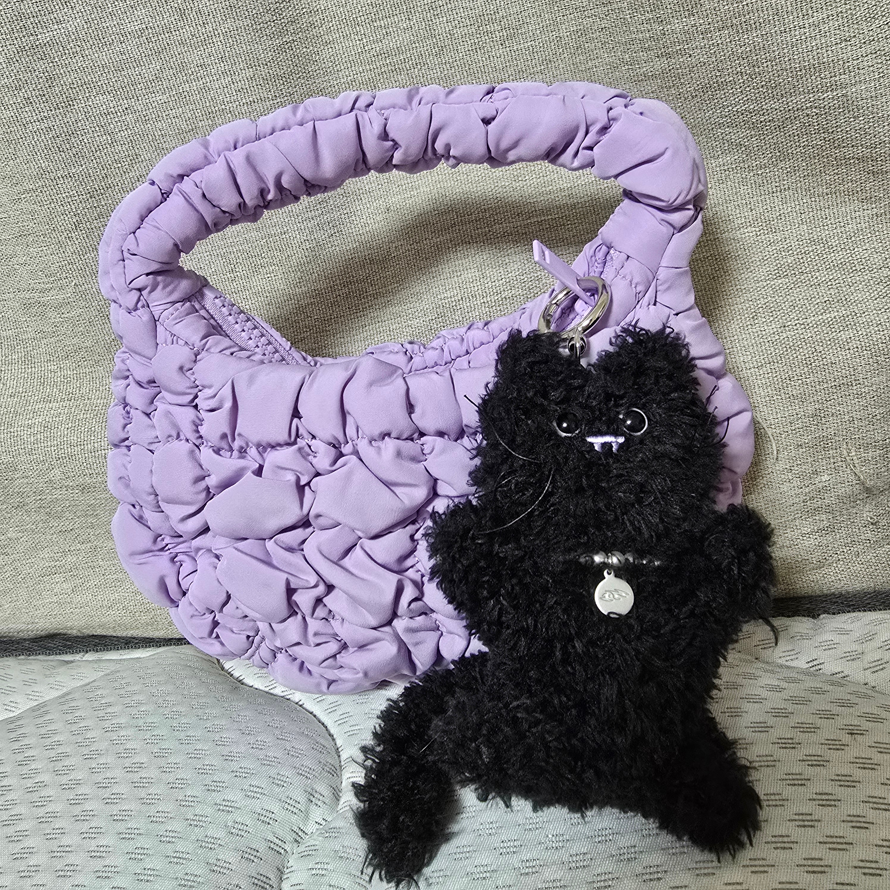COS Quilted Micro Bag Purple 착용 스타일