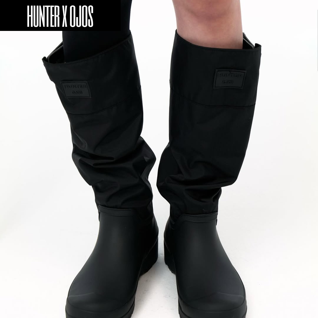 (W) Hunter x Ojos Play Tall Travel Boots Black, Hunter x Ojos Travel Ripstop Backpack Black 착용 스타일 - 4