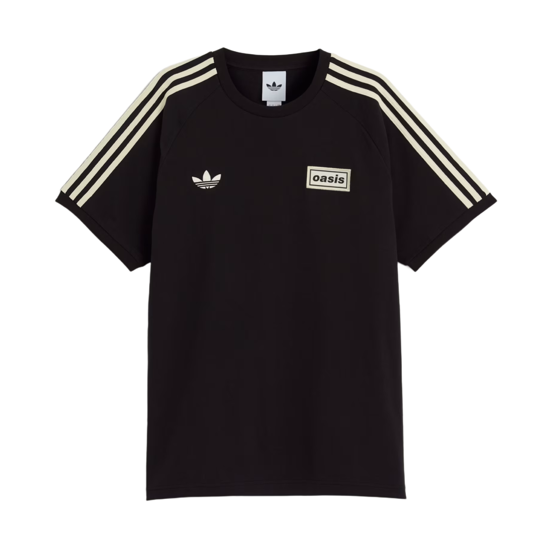 아디다스 x 오아시스 투어 3-스트라이프 티셔츠 블랙 - US 사이즈(Adidas x Oasis Tour 3-Stripes T-Shirt Black - US Sizing)
