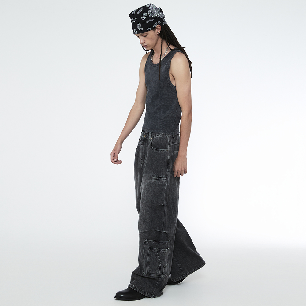 쎄르페 멀티포켓 카펜터 와이드 데님팬츠 차콜(SSERPE Multi Pocket Carpenter Wide Denim Pants Charcoal) - 5