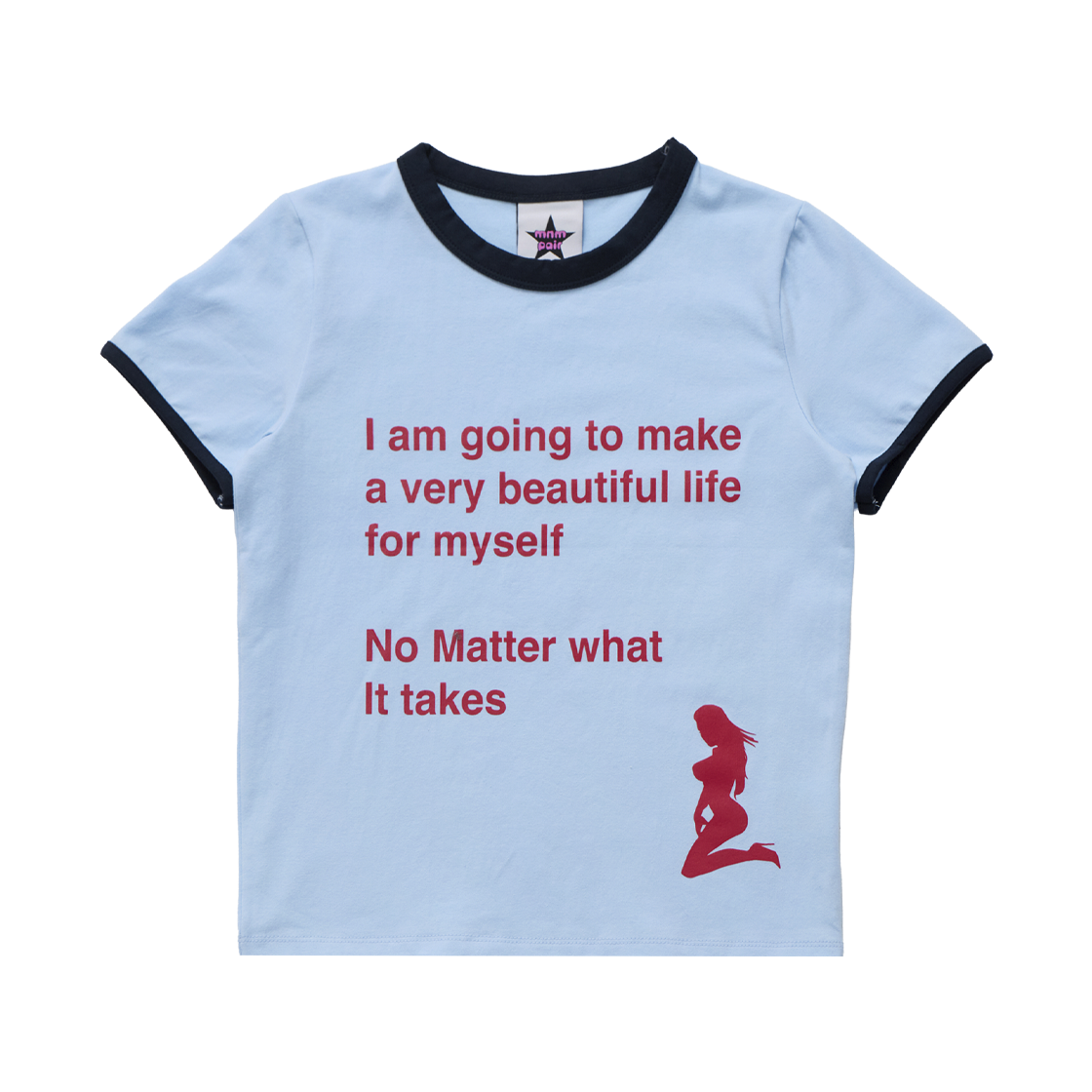 미니멀페어 뷰티풀 라이프 링거 티셔츠 블루(mnmpair Beautiful Life Ringer Tee Blue)