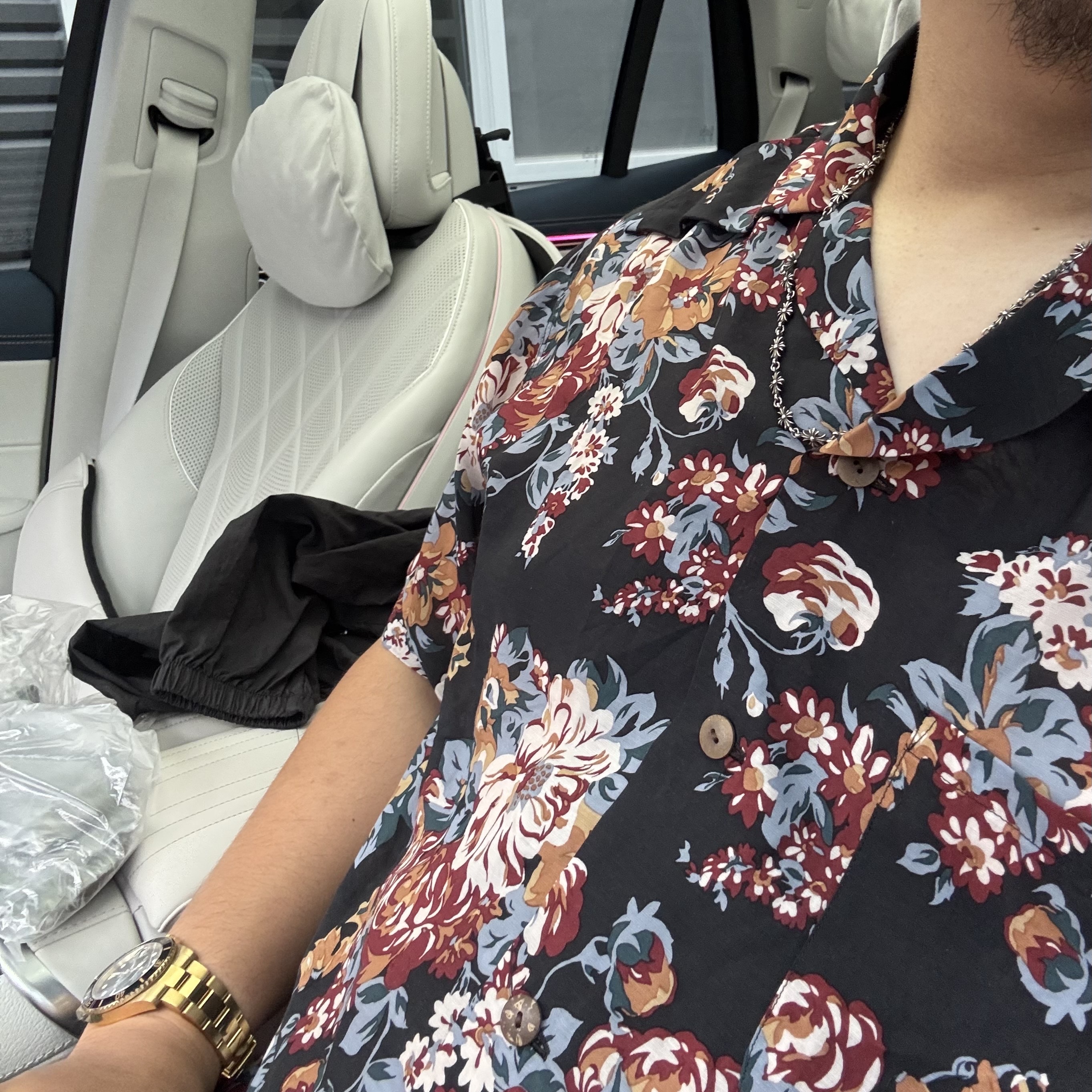 Kapital Silk Rayon Champagne Maria Pattern Wrangle Collar Aloha Shirt Black 착용 스타일