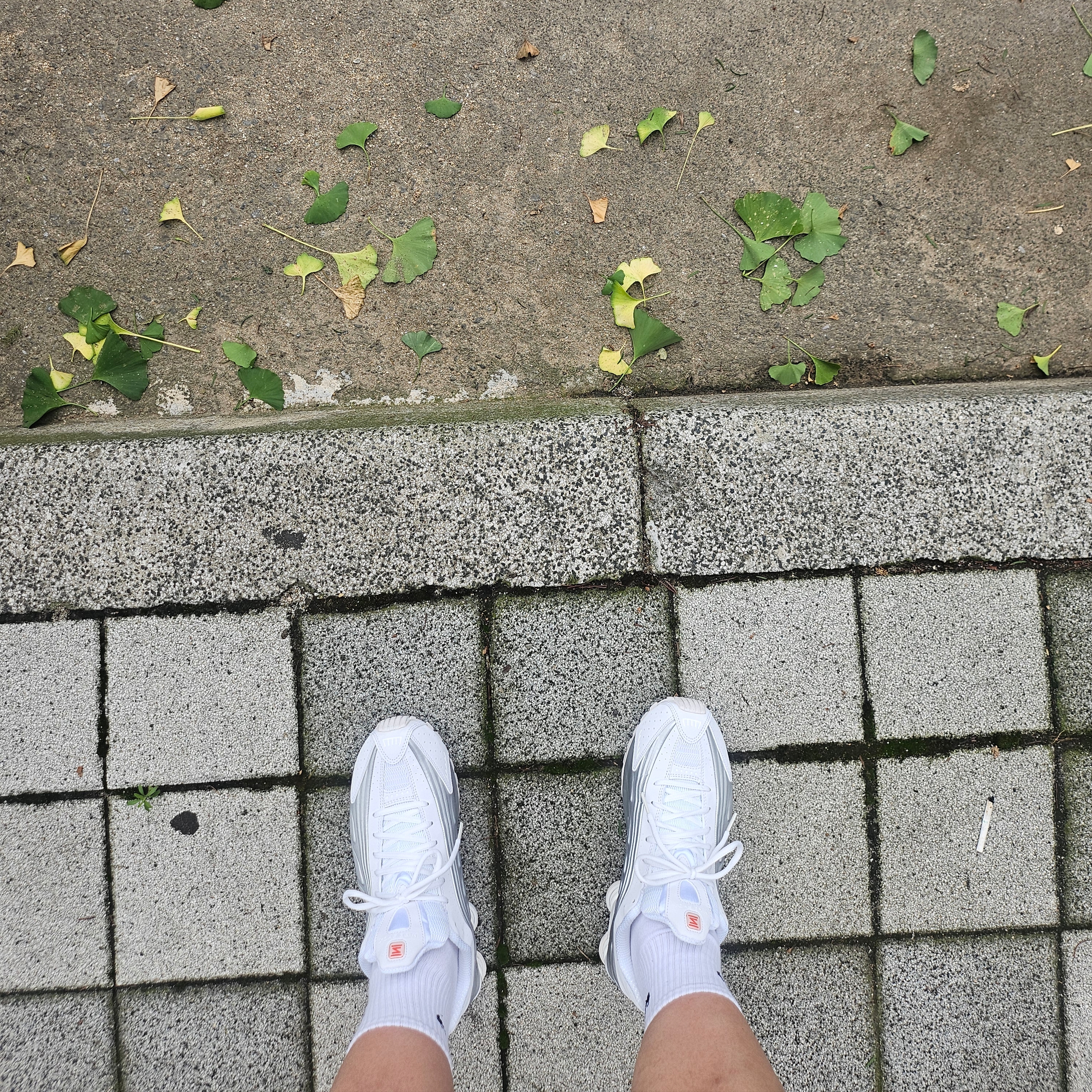 (W) Nike Shox R4 White Metallic Silver 착용 스타일