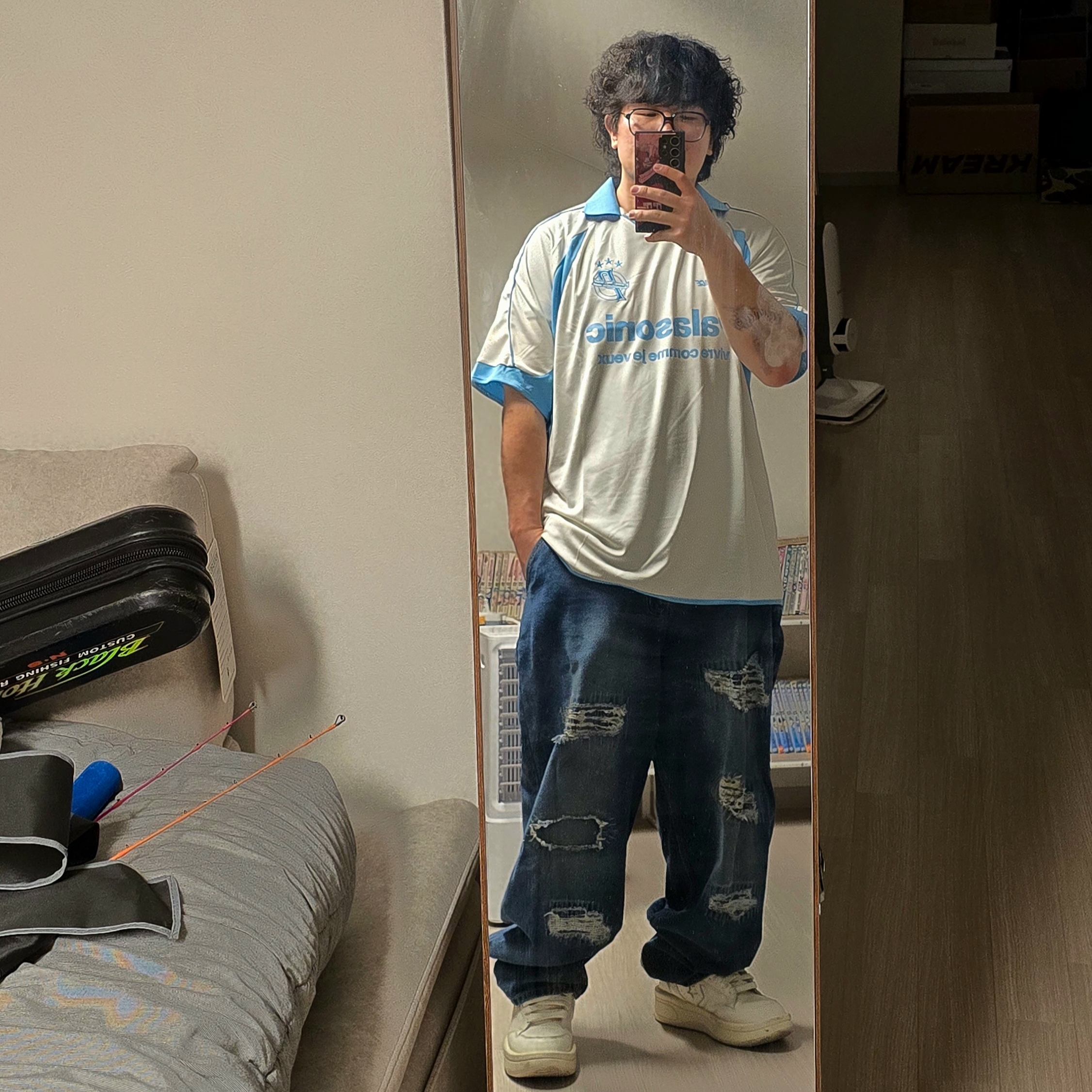 Palace Palais Pro Team Jersey White - 25SS 착용 스타일
