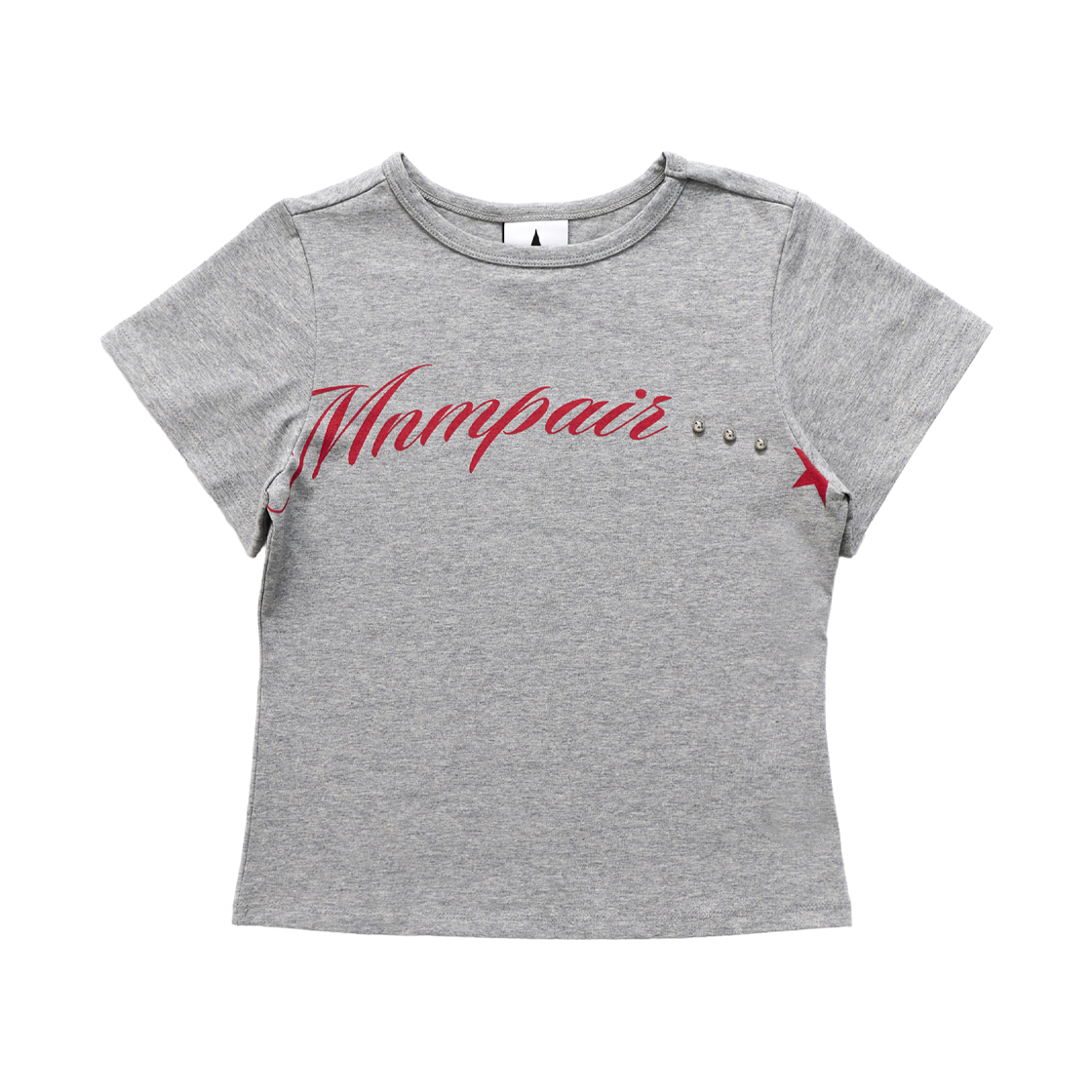 미니멀페어 레터링 크롭 티셔츠 그레이(mnmpair Lettering Crop Tee Grey)