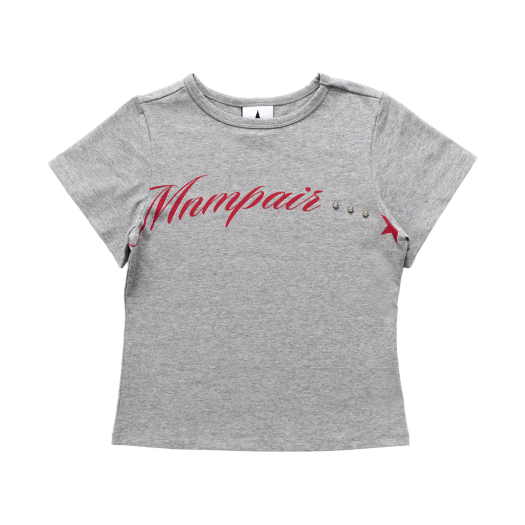 MP25HSTS02GR mnmpair Lettering Crop Tee Grey
