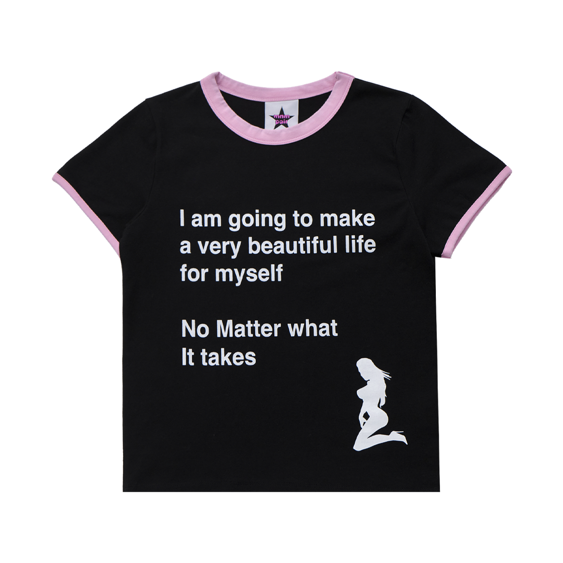 미니멀페어 뷰티풀 라이프 링거 티셔츠 블랙(mnmpair Beautiful Life Ringer Tee Black)