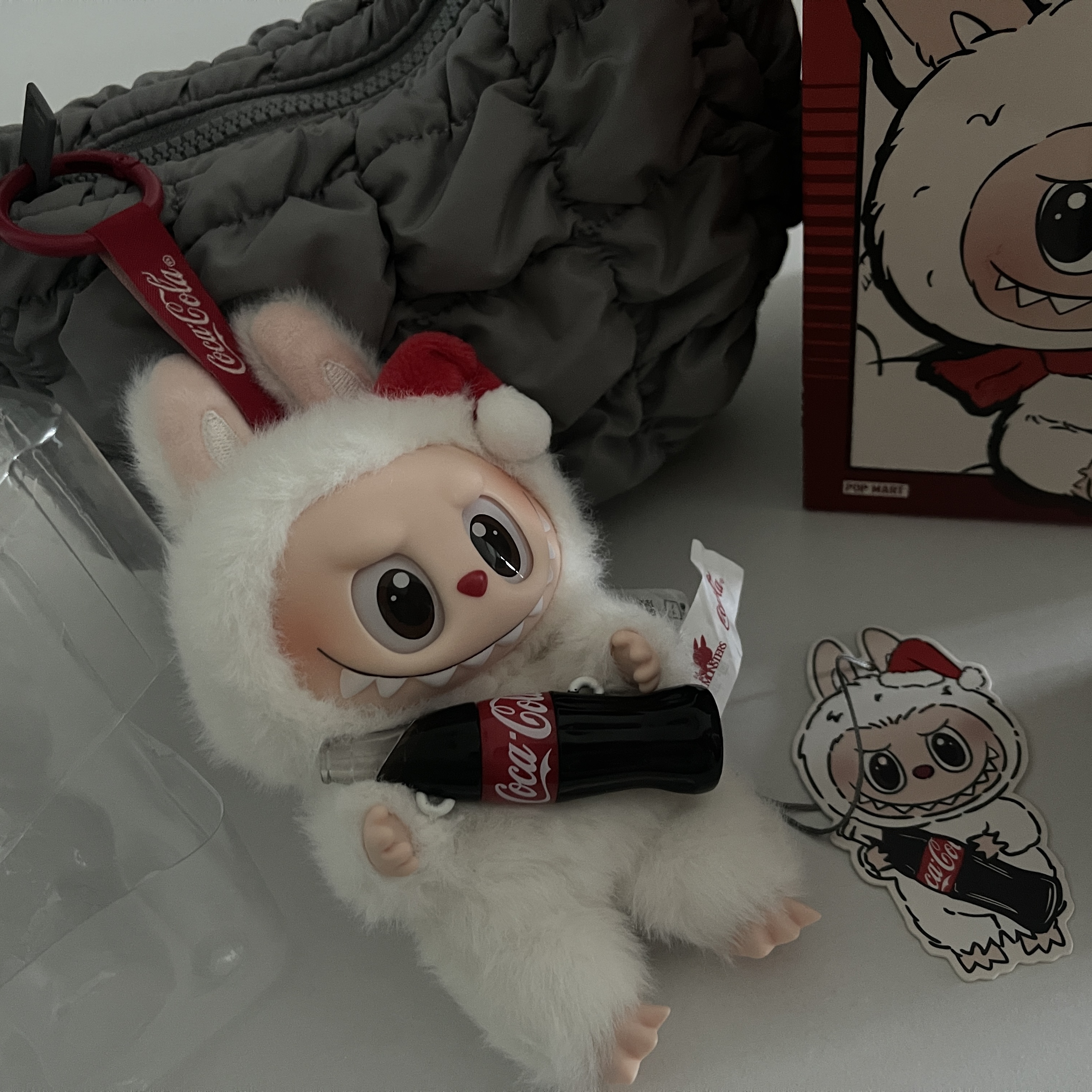 Pop Mart Labubu Coca Cola Series Surprise Shake Keyring (Opened Case), COS Quilted Micro Bag Grey 착용 스타일
