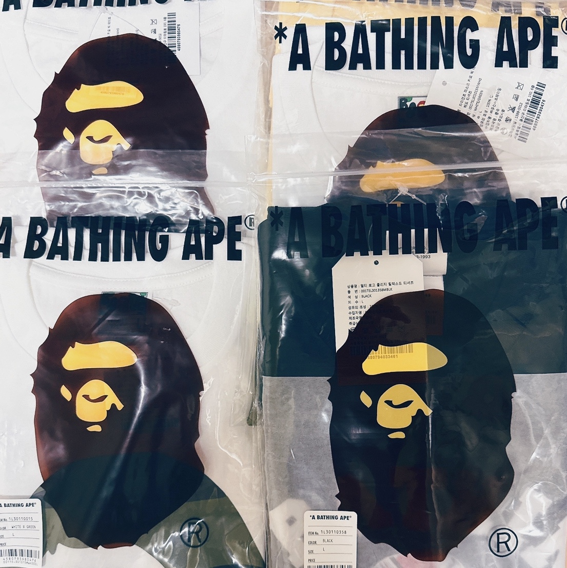 BAPE Giant 1st Camo Big Ape Head T-Shirt White Green 착용 스타일