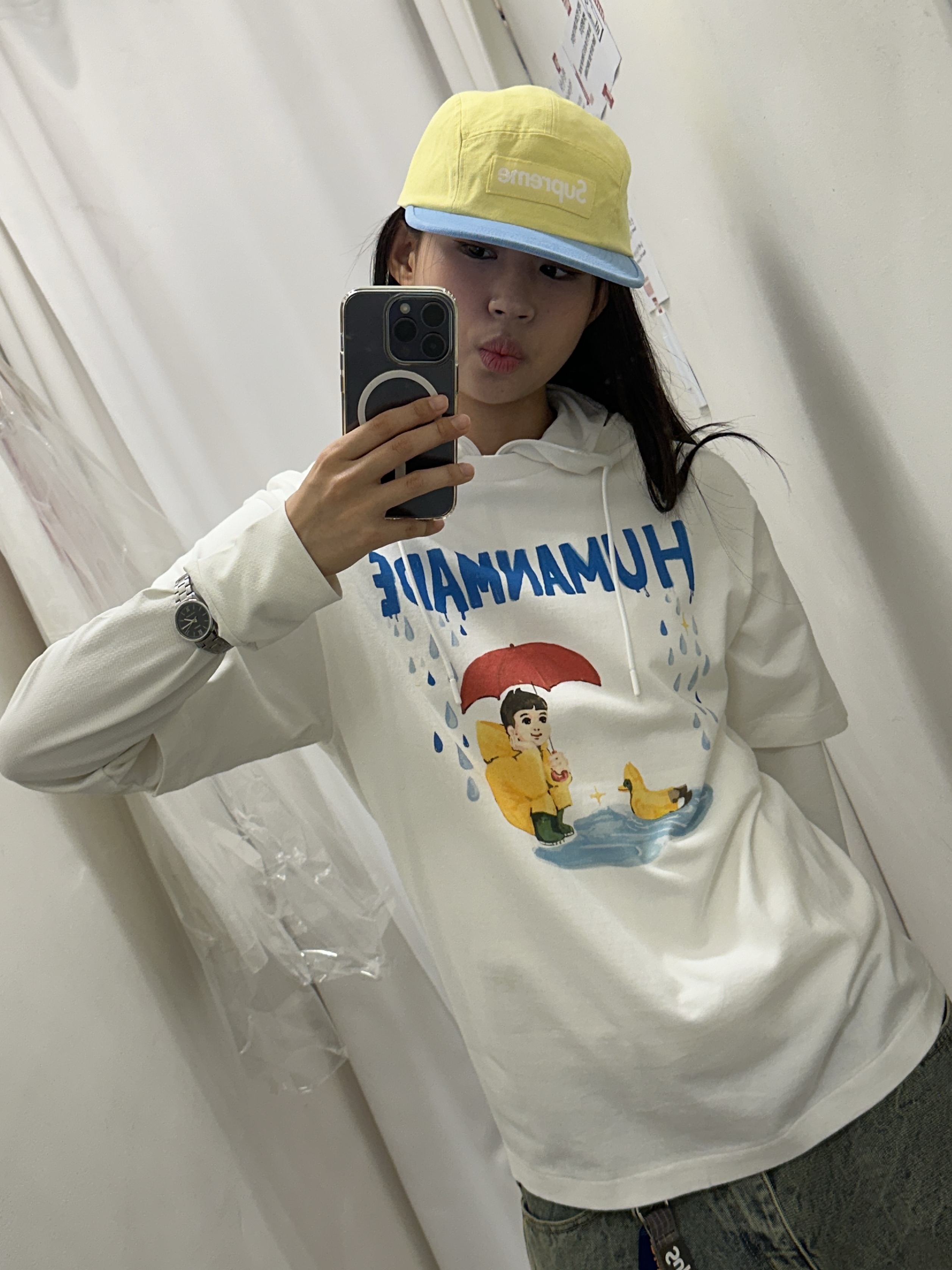 Supreme Ventile Camp Cap Light Yellow - 25SS, Human Made Keiko Sootome T-Shirt #21 White 착용 스타일 - 2