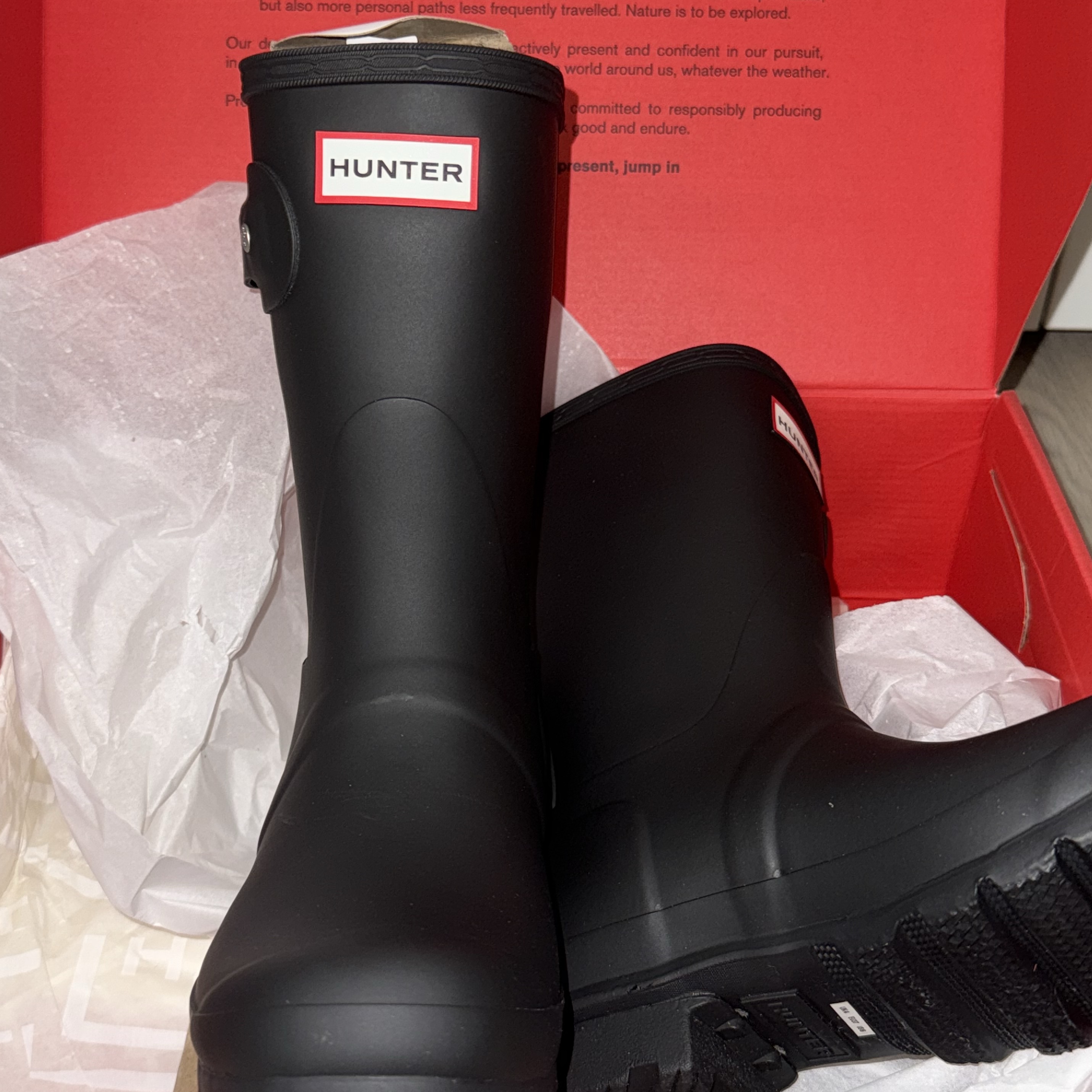 (W) Hunter Original Short Rain Boots Black 착용 스타일