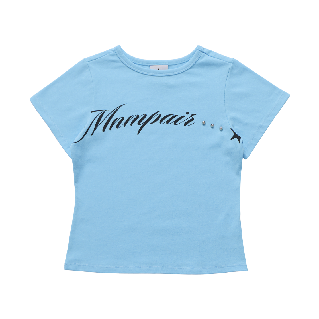 미니멀페어 레터링 크롭 티셔츠 스카이 블루(mnmpair Lettering Crop Tee Sky Blue)