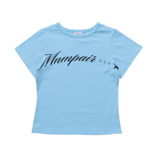 MP25HSTS02BL mnmpair Lettering Crop Tee Sky Blue