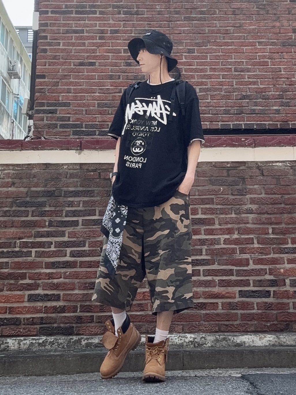 Jordan 1 x Zion Williamson Retro Low OG Flax and Oil Green, Supreme Person T-Shirt Natural - 22SS 착용 스타일 - 5