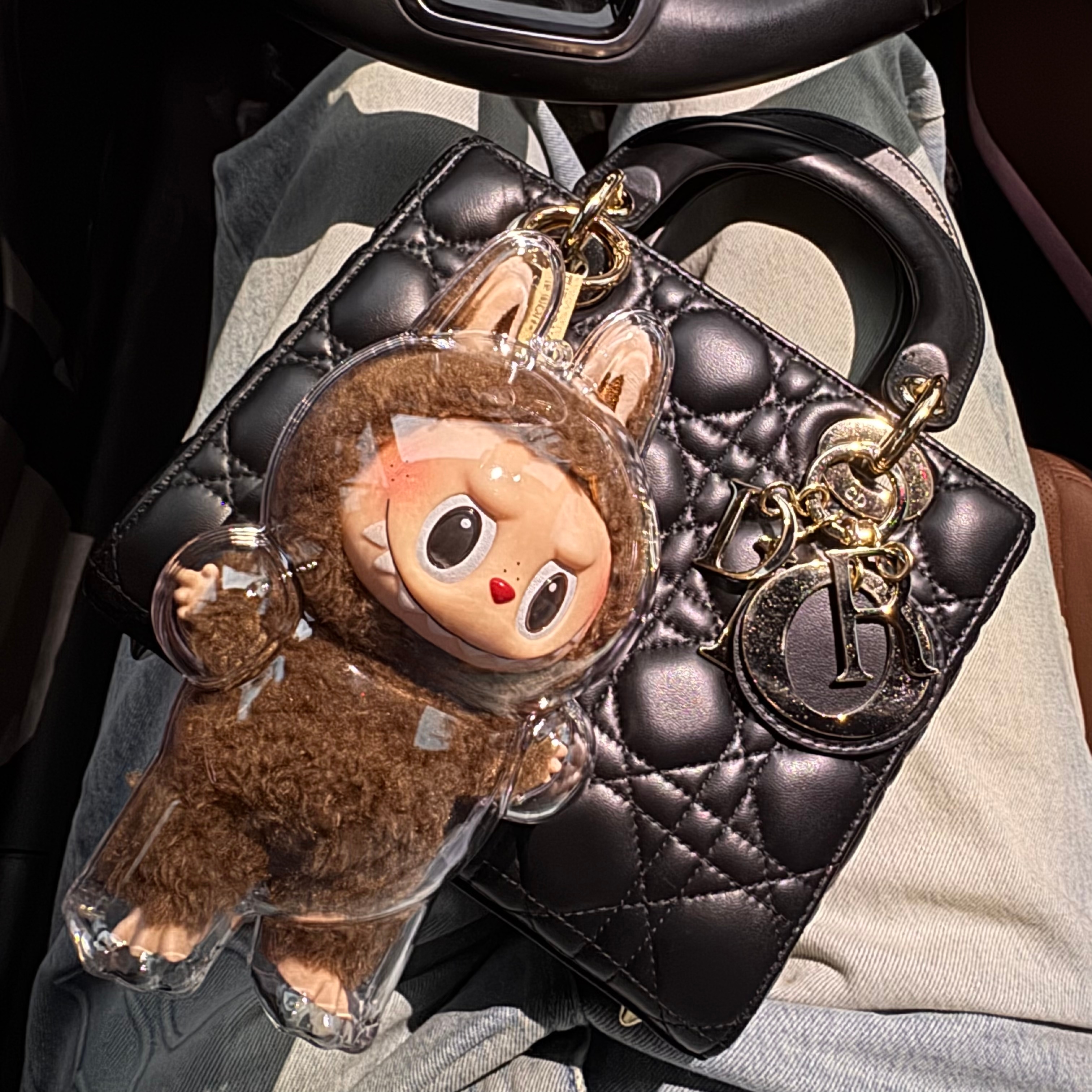 Pop Mart Labubu The Monsters Labubu Tasty Macarons Series Chestnut Cocoa Keyring (Opened Case), Dior Small Lady Bag My ABCDior Cannage Lambskin Black 착용 스타일