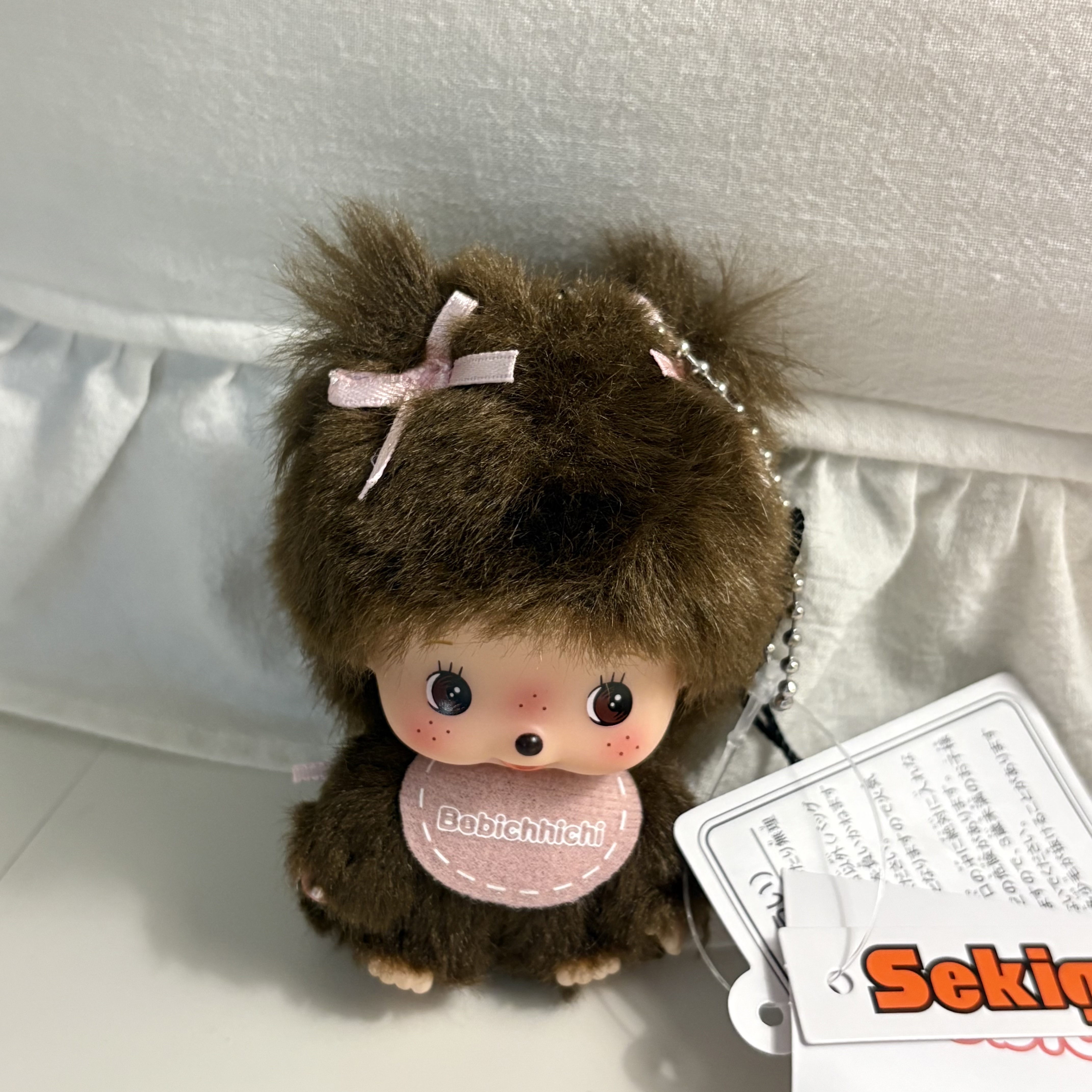 Monchhichi Bebichhichi Bighead SS Girl Key Chain Pink 착용 스타일