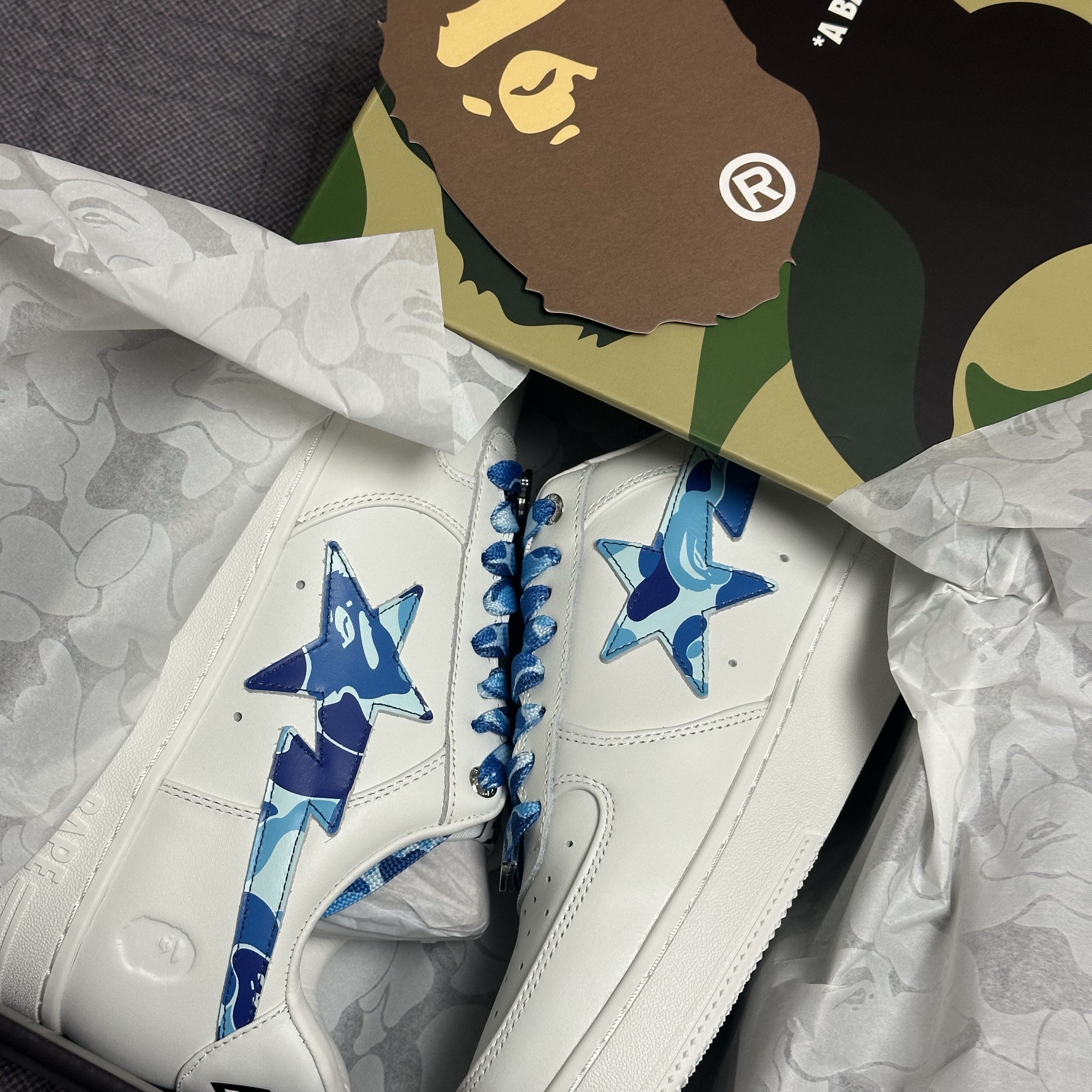 BAPE Abc Camo Bape Sta Low Sneakers Blue 착용 스타일