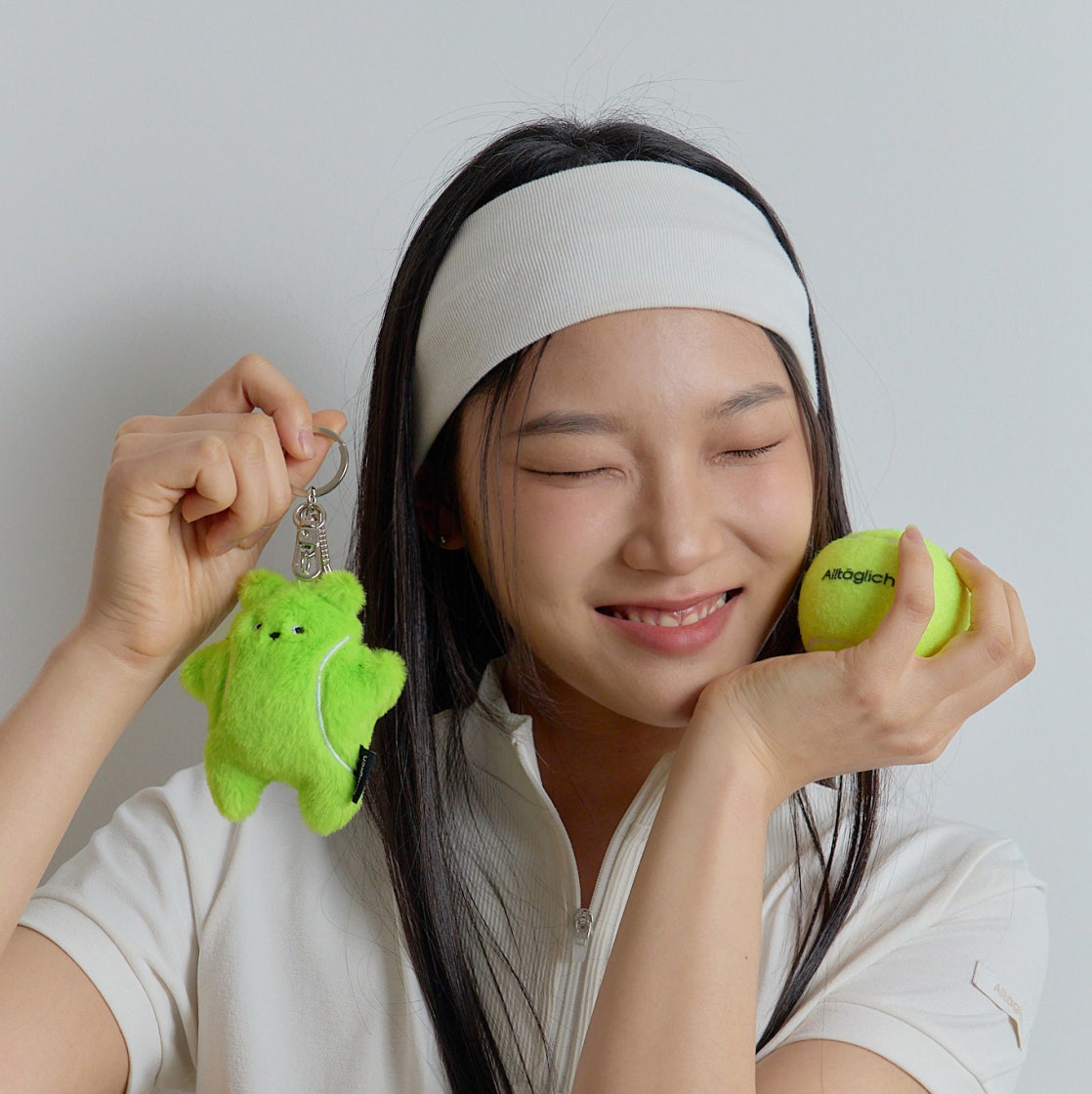 teaa00yg ALLTAGLICH Handmade Tennis Bear Keyring NeonGreen - #2